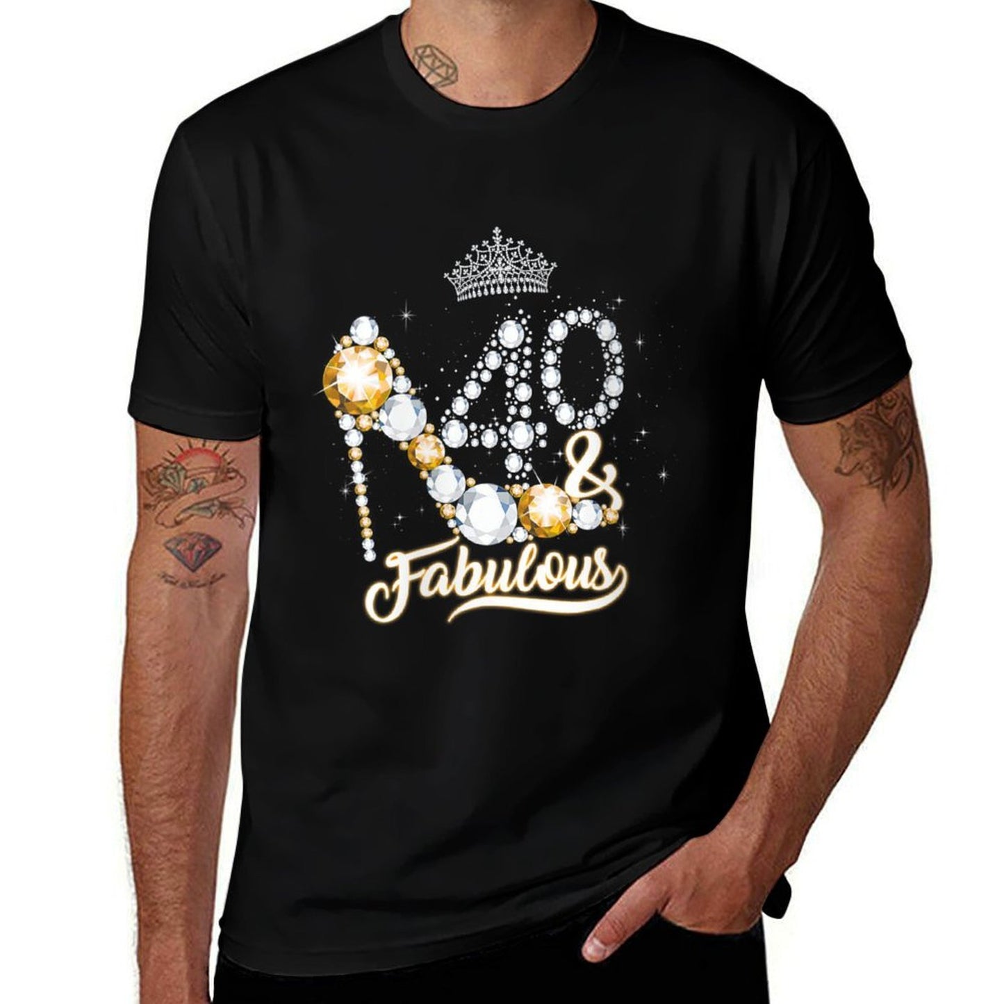 Womens 40 & Fabulous 40th Birthday Diamond Crown Gift Women Girls Lightweight T-Shirt