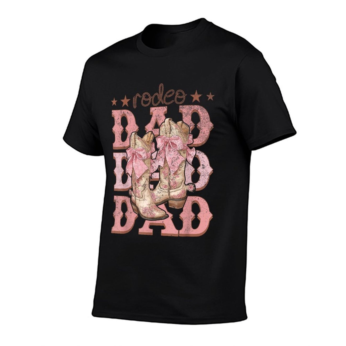 Rodeo Dad Pink Boots Coquette Cow-Girl Birthday Party Ribbed Collar T-Shirt