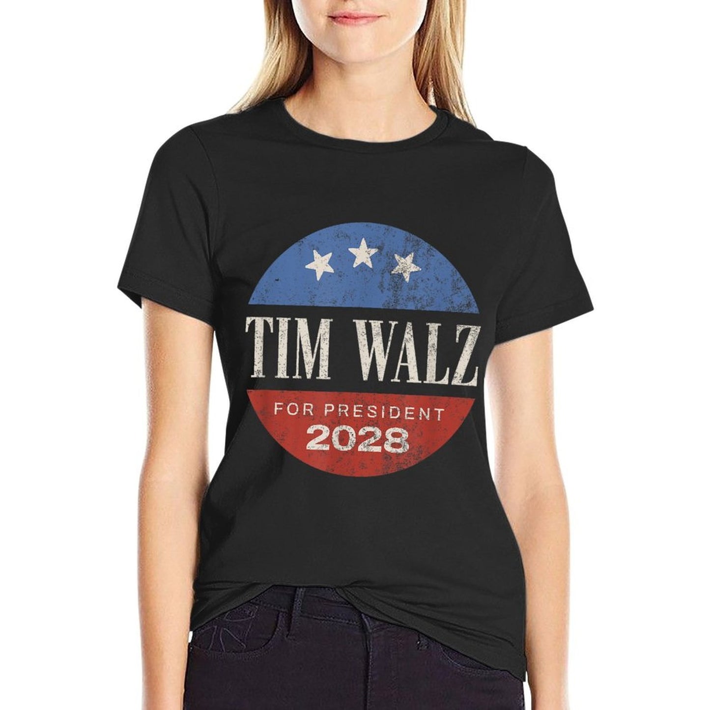 Tim Walz 2028 Retro Summer-ready Fabric T-Shirt