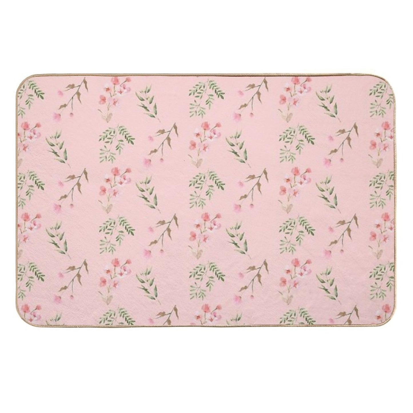 Pretty Pink Pattern Flowers Pet-Safe Bath Mat