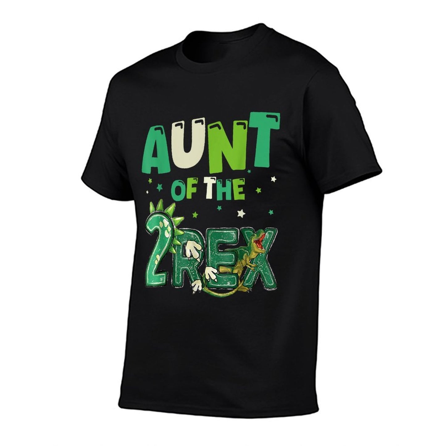 Aunt of The Two Rex Birthday Dinosaur Family Matching Heathered Texture T-Shirt