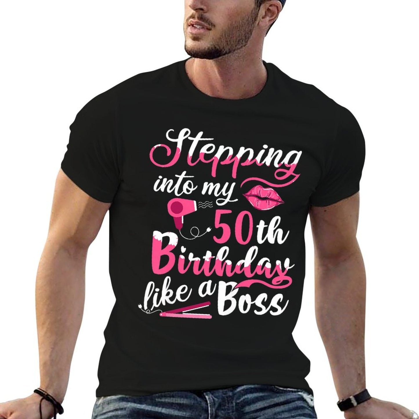 Womens Funny 1971 Stepping Into My 50th Birthday Like A Boss Gift Premium Eco-friendly Material T-Shirt