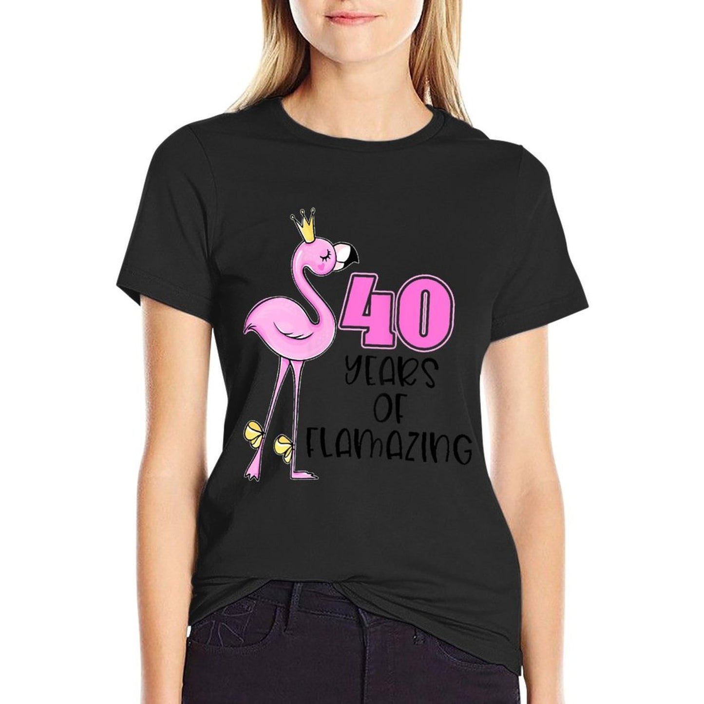 Womens 40 Years Of Flamazing Flamingo Design Beach 40th Birthday High-quality Stitching T-Shirt