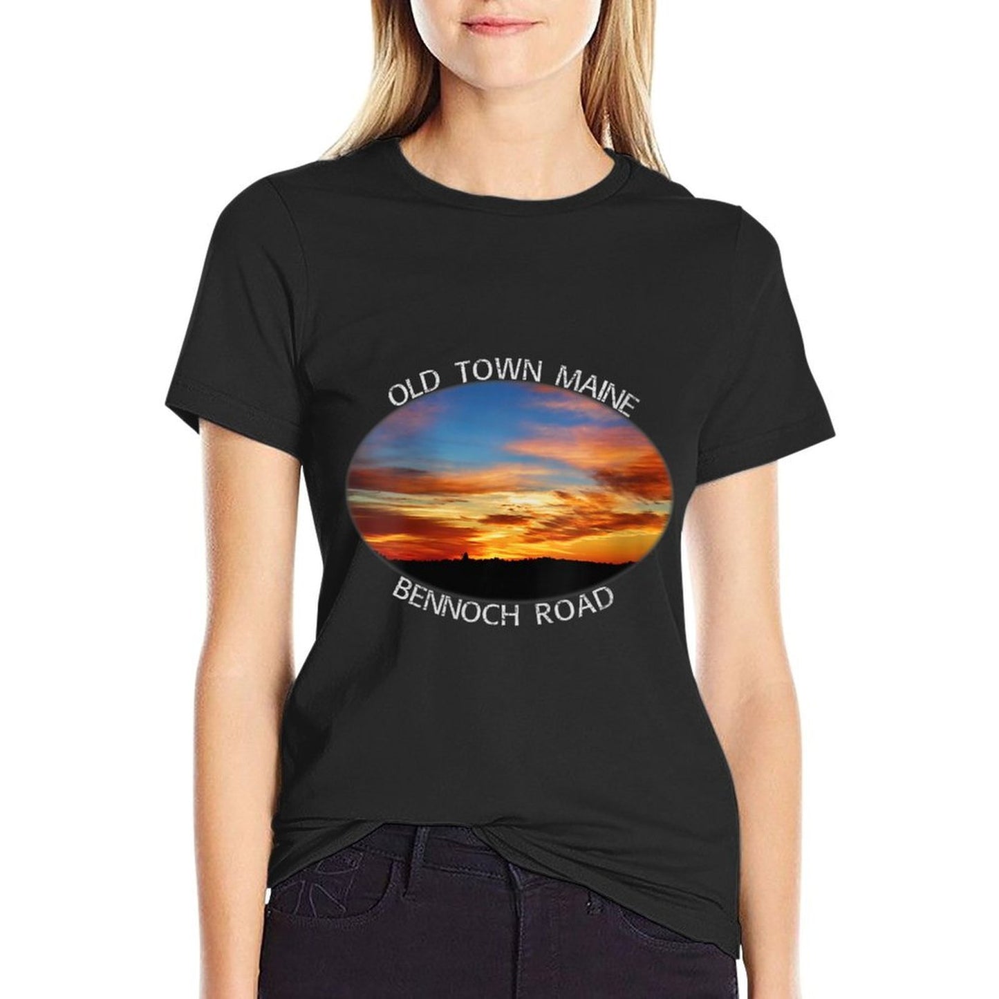 Womens Old Town, Maine Magic Hour Early Morning Twilight Sky Breathable T-Shirt