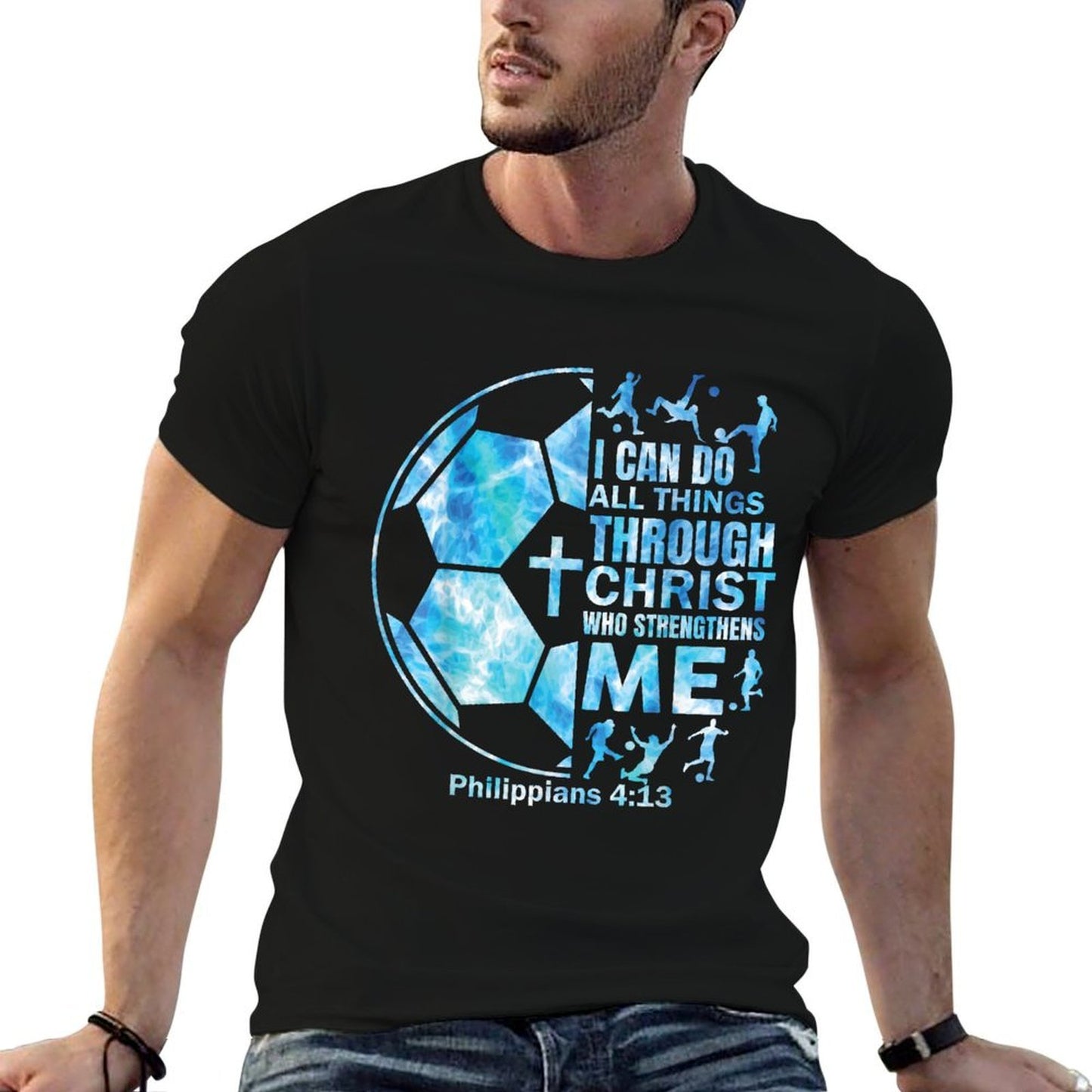 Boys Soccer Christian I Can Do All Things Religious Trendy Pattern T-Shirt