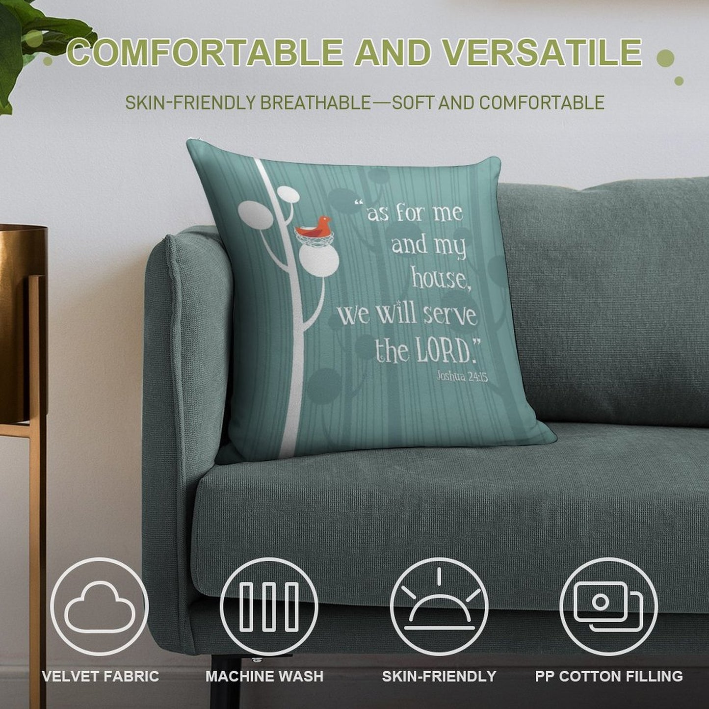 Me And My House Will Serve The Lord Soft Durable Construction Throw Pillow