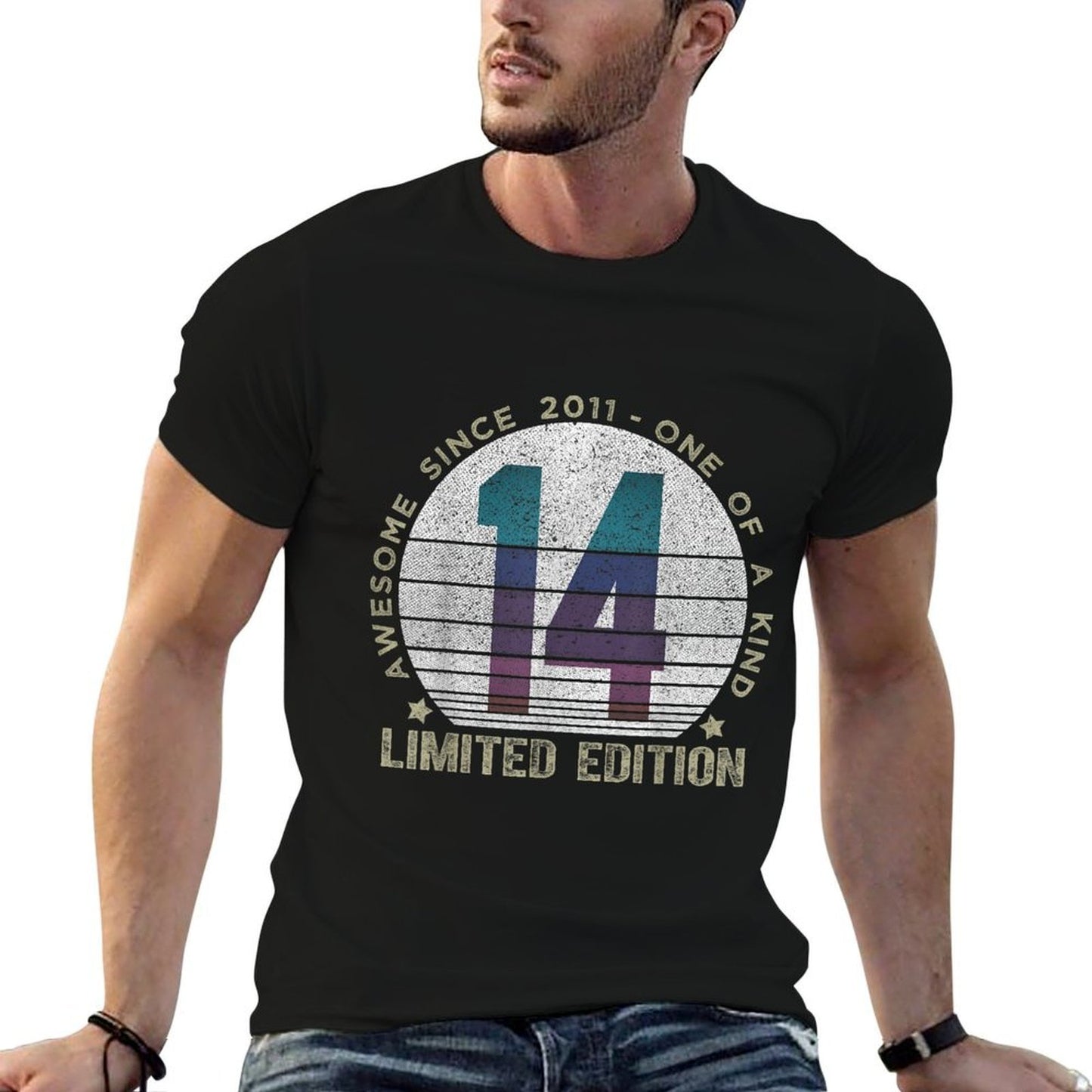 14 Year Old Gifts Vintage 2011 Limited Edition 14th Birthday Oversized Silhouette T-Shirt