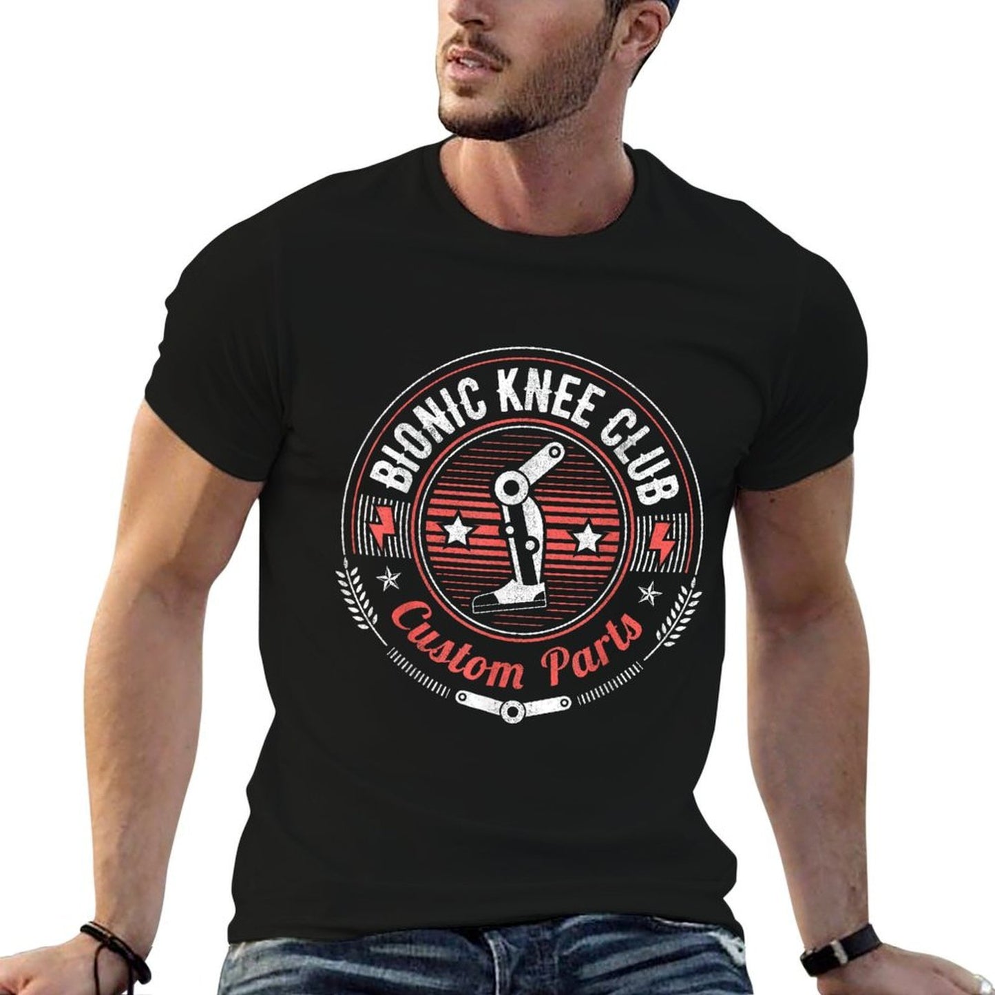 Bionic Knee Club Custom Parts Funny Knee Replacement Heathered Texture T-Shirt
