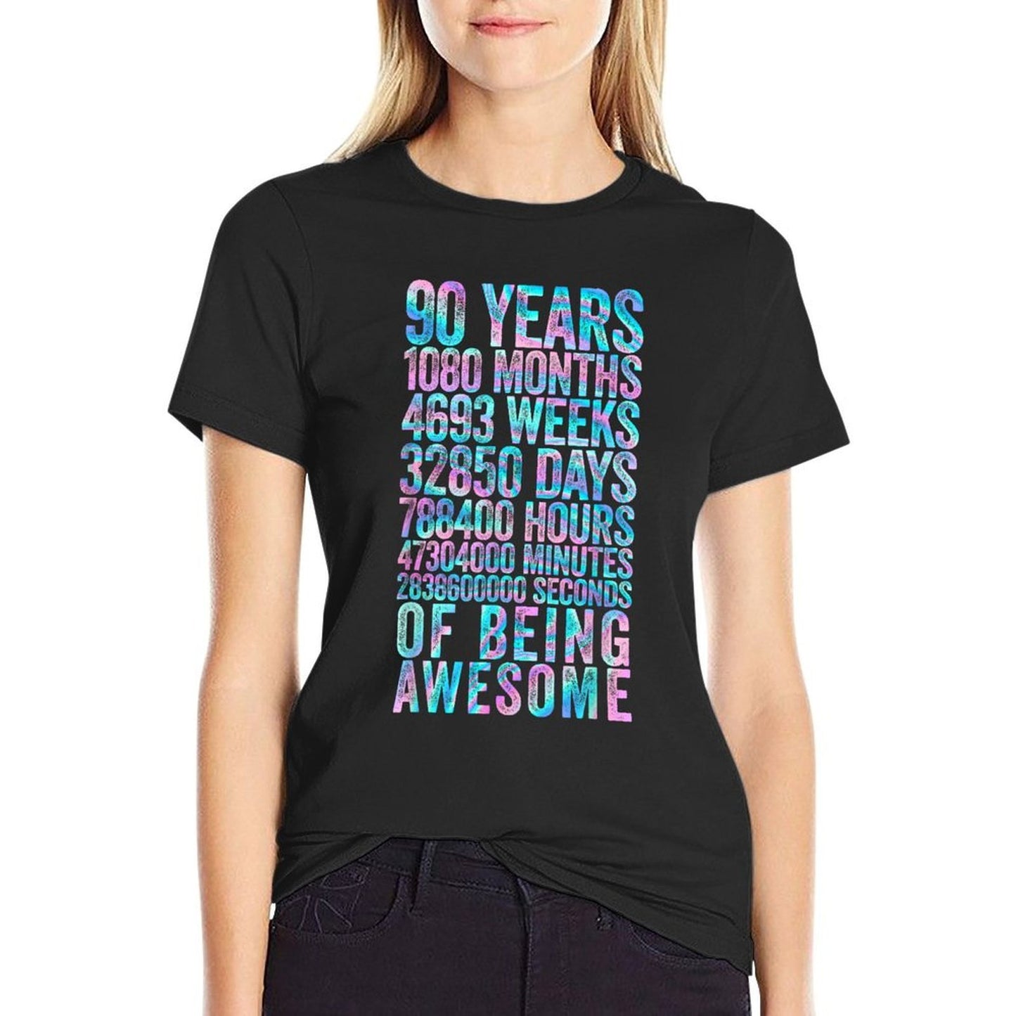 Funny 90th Birthday Old Meter Funny 90 Year Old Gifts Heathered Texture T-Shirt