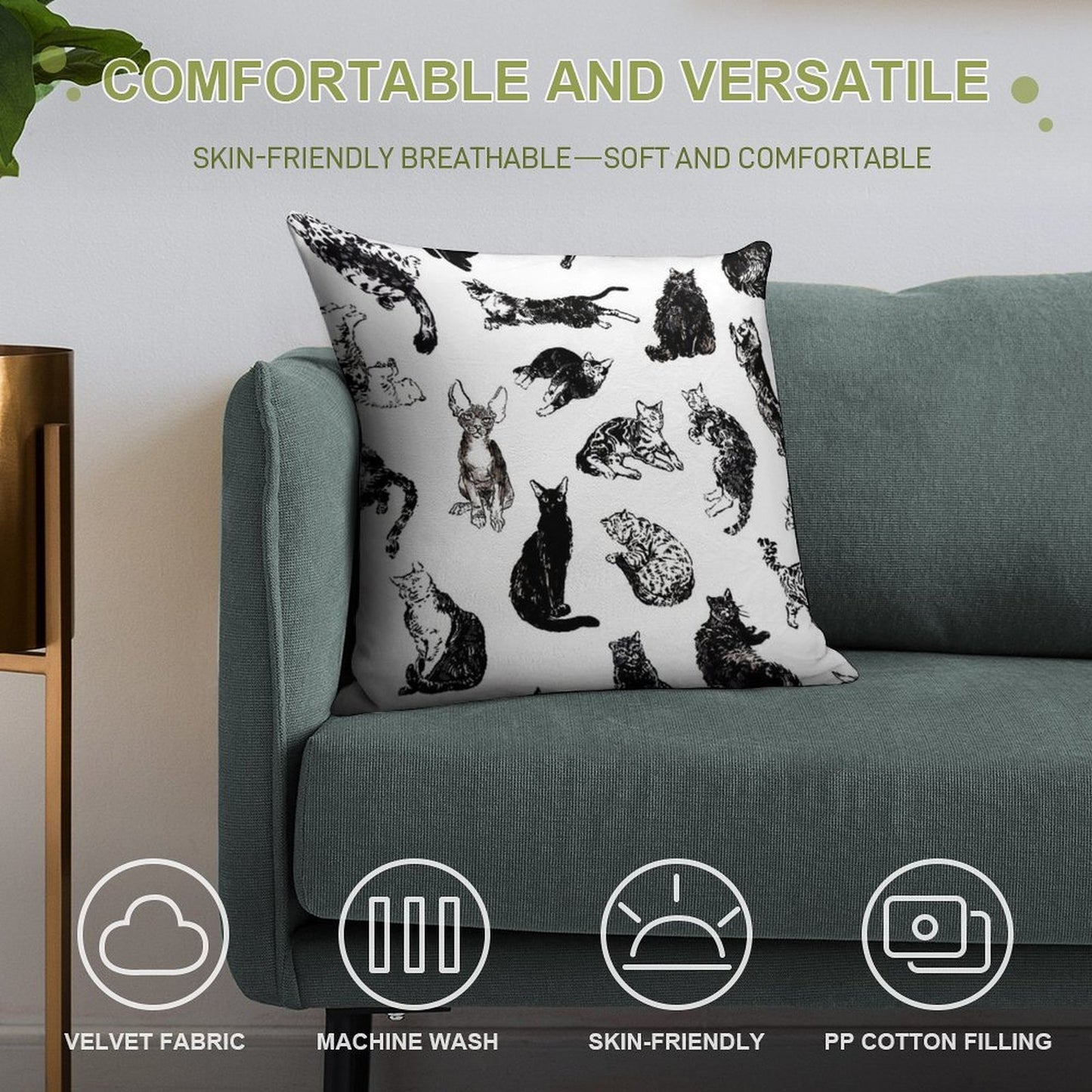 Kitty Kitty, Bang-bang! Soft Decorative Cover Throw Pillow