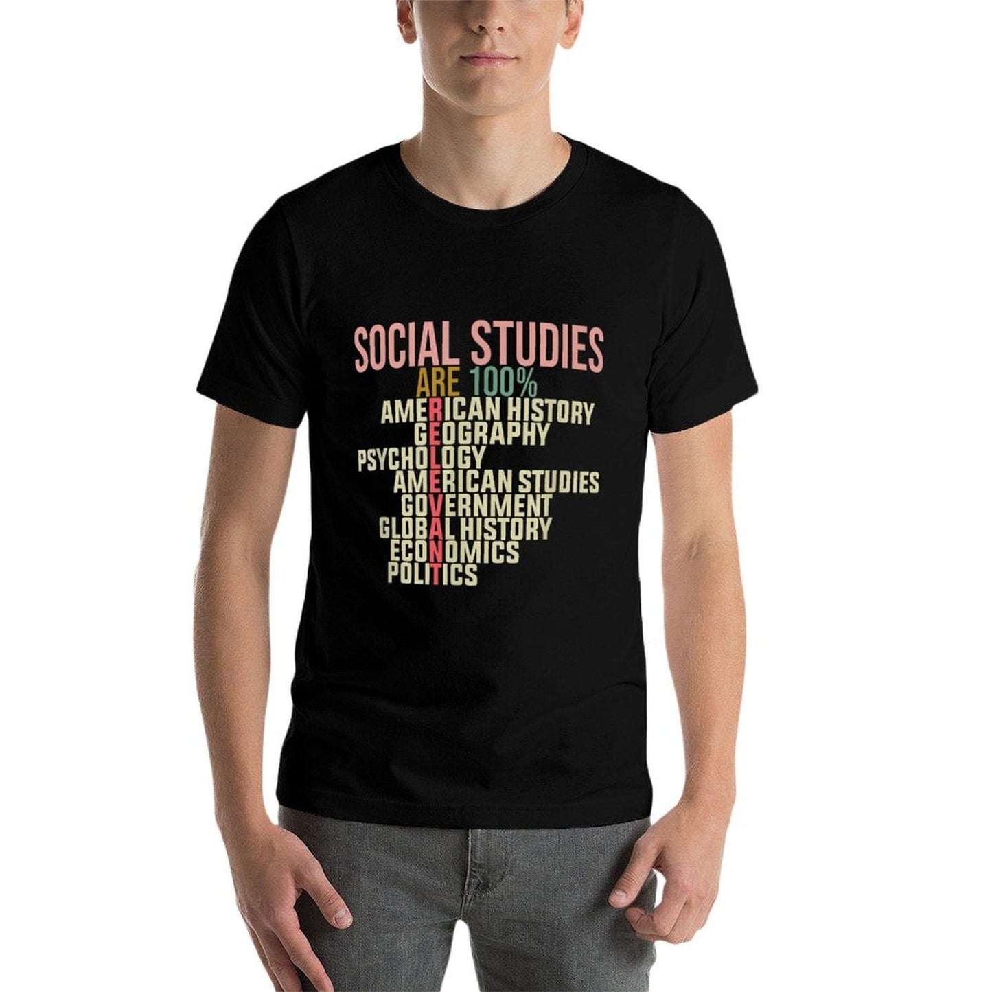 World History Classroom Social Studies History Teacher Ribbed Collar T-Shirt
