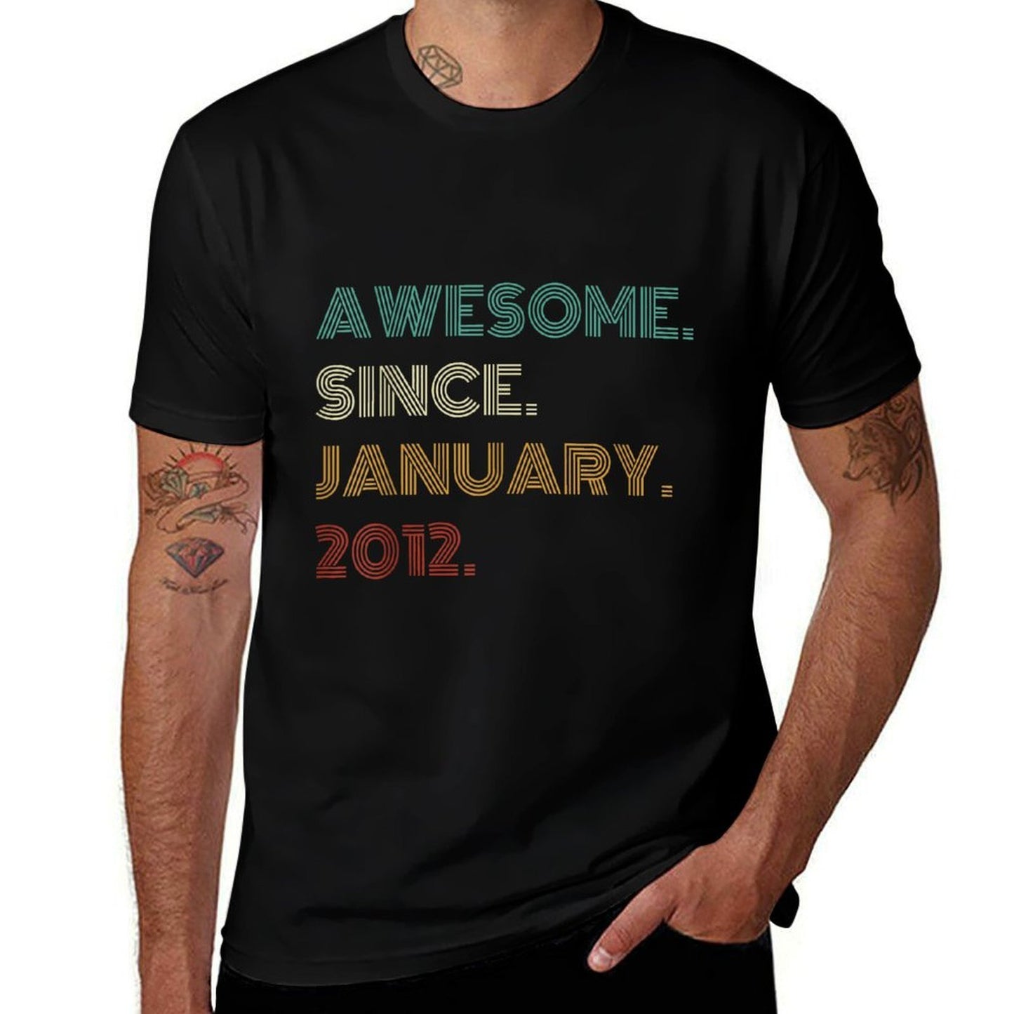 13 Years Old Awesome Since January 2012 13th Birthday Slim-fit Cut T-Shirt