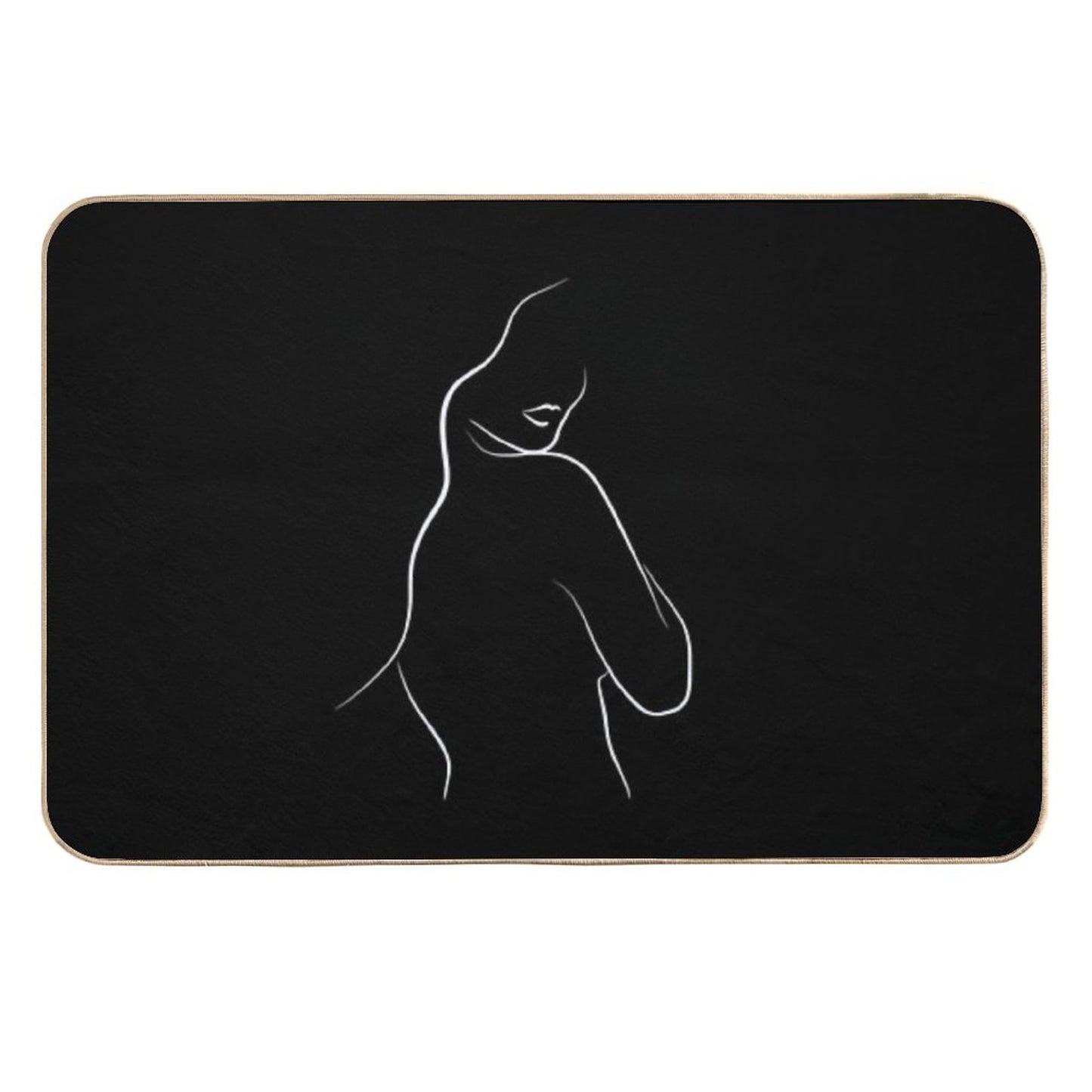 Minimalist Woman Line Art - Leias Lips in Black Eco-Friendly Bath Mat