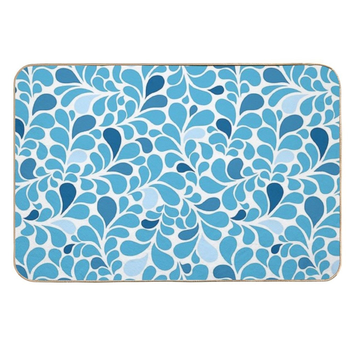 Water Drops Flourish Pattern, Ornamental Style Seamless Pattern, Easy Maintenance Bath Mat