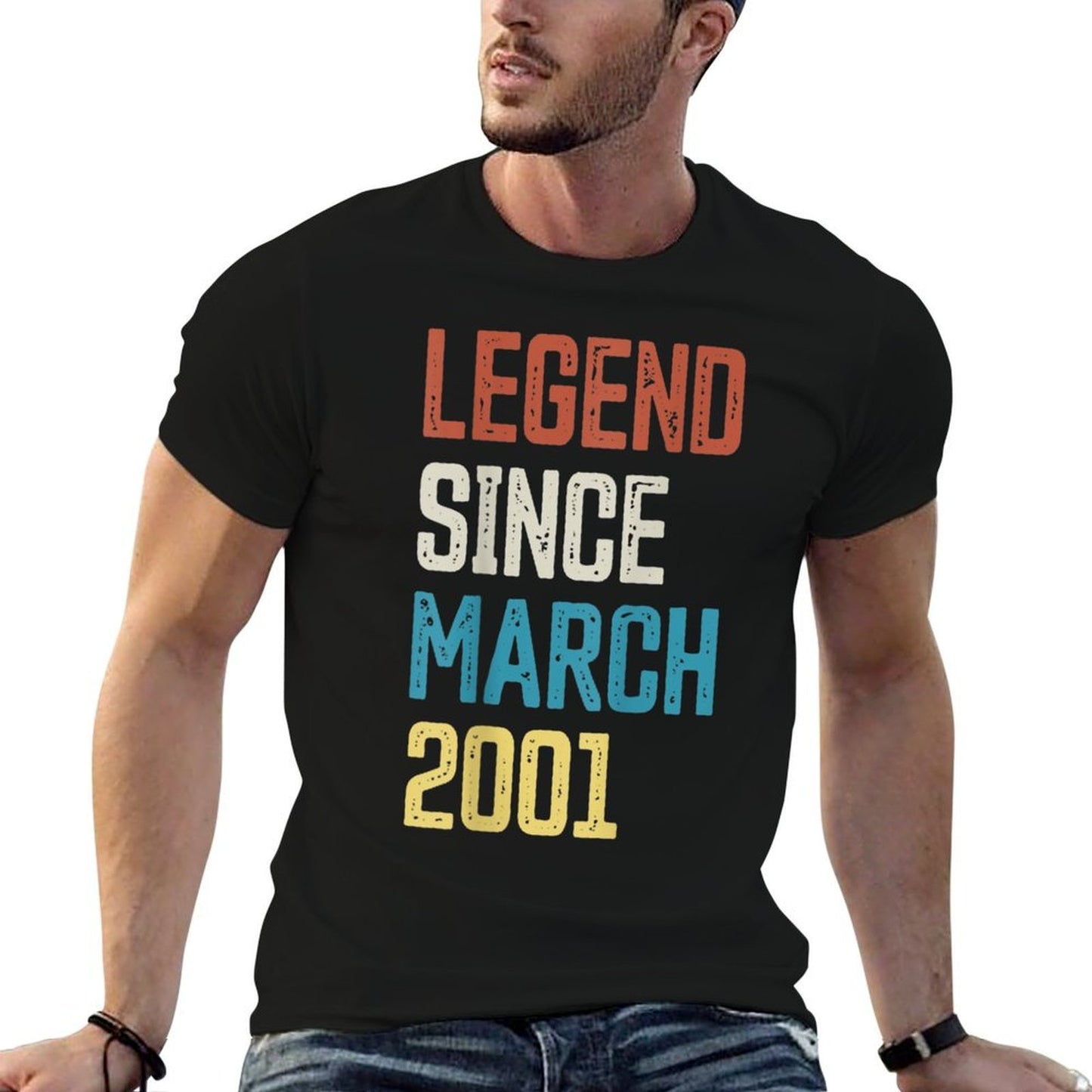 21st Birthday Vintage Born in March 2001 Birthday Durable T-Shirt