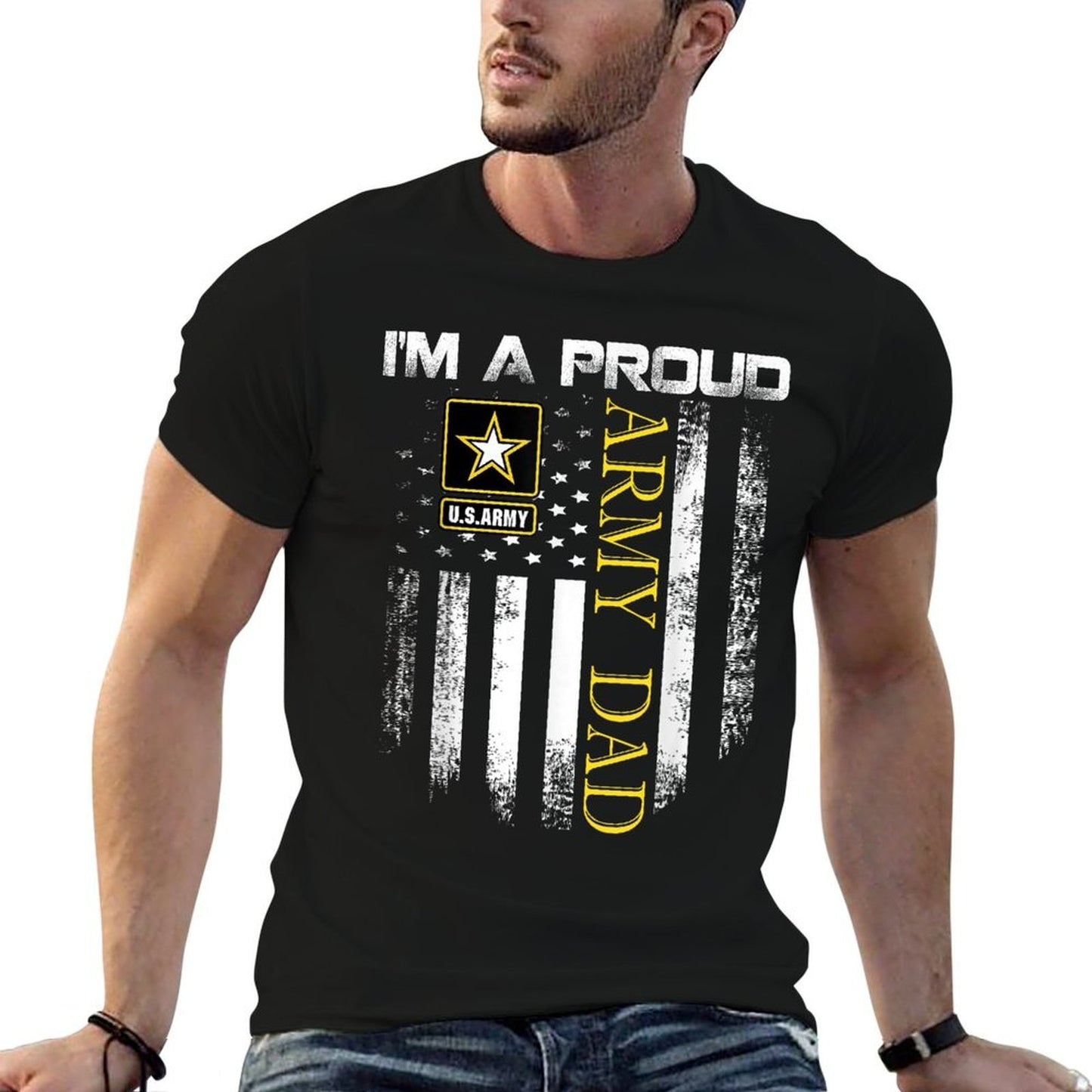 Vintage I'm A Proud Army Dad With American Gift Affordable Price T-Shirt
