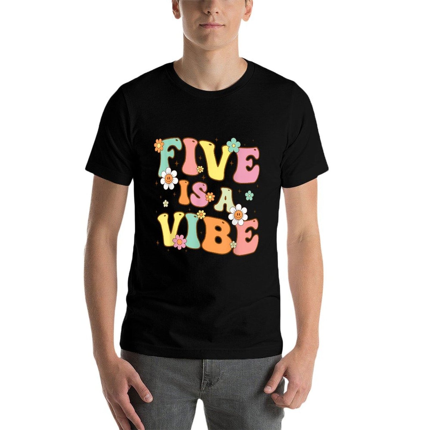 Groovy 5th Birthday Five Is A Vibe 5 Year Old Girls Boys Vintage-inspired T-Shirt