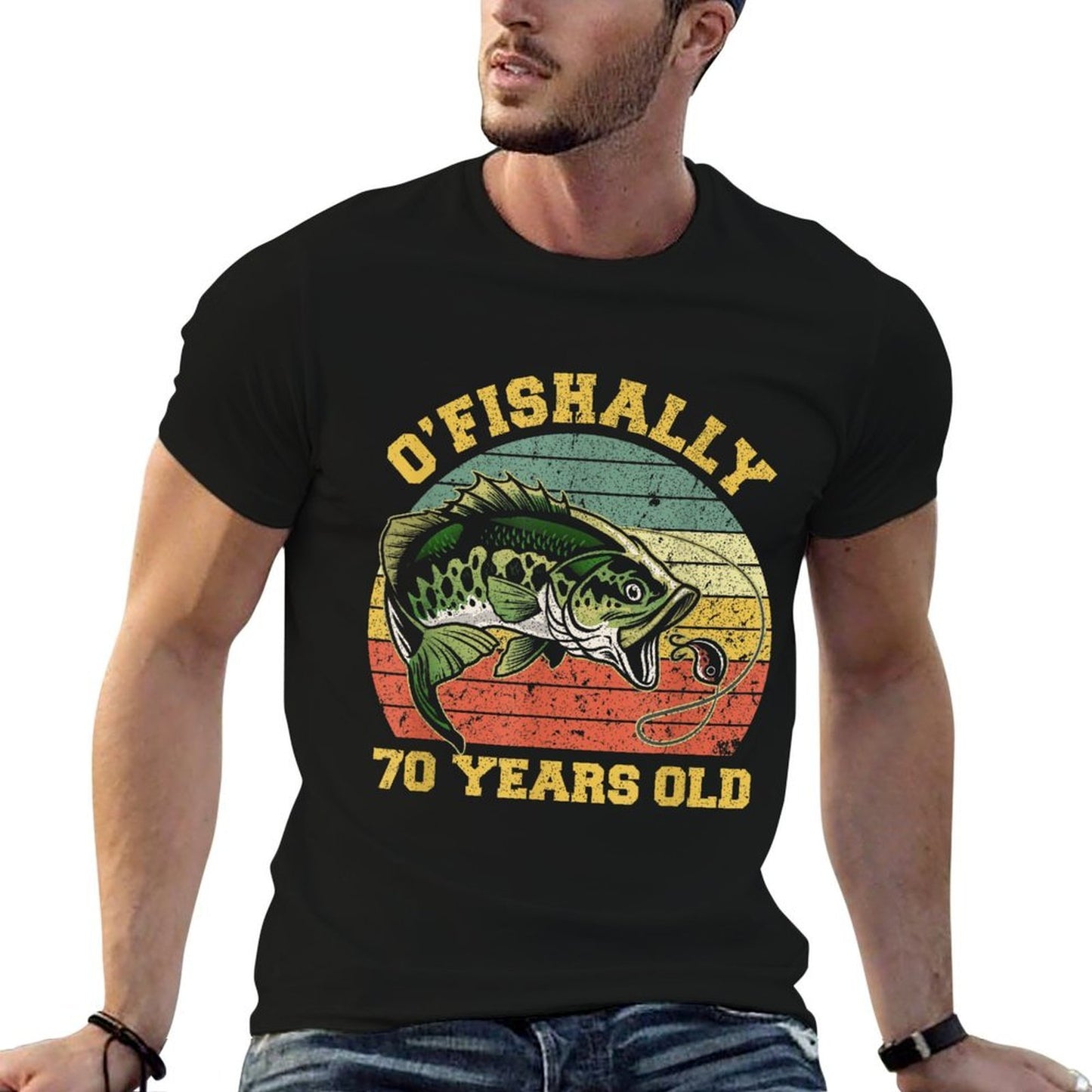 O'Fishally 70 Years Old Fishing Birthday Theme Party 70th Cotton T-Shirt
