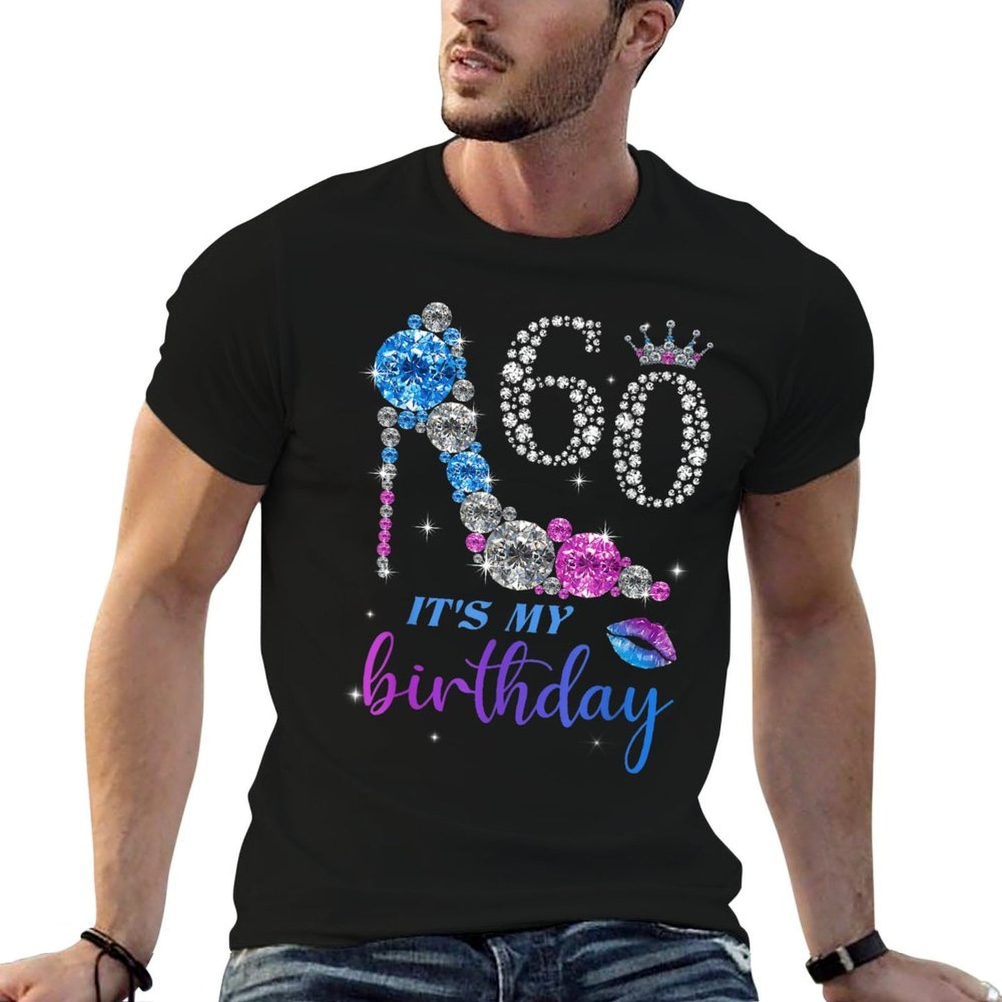 Women It's My 60th Purple Shoe Crown Happy 60th Birthday Heathered Texture T-Shirt
