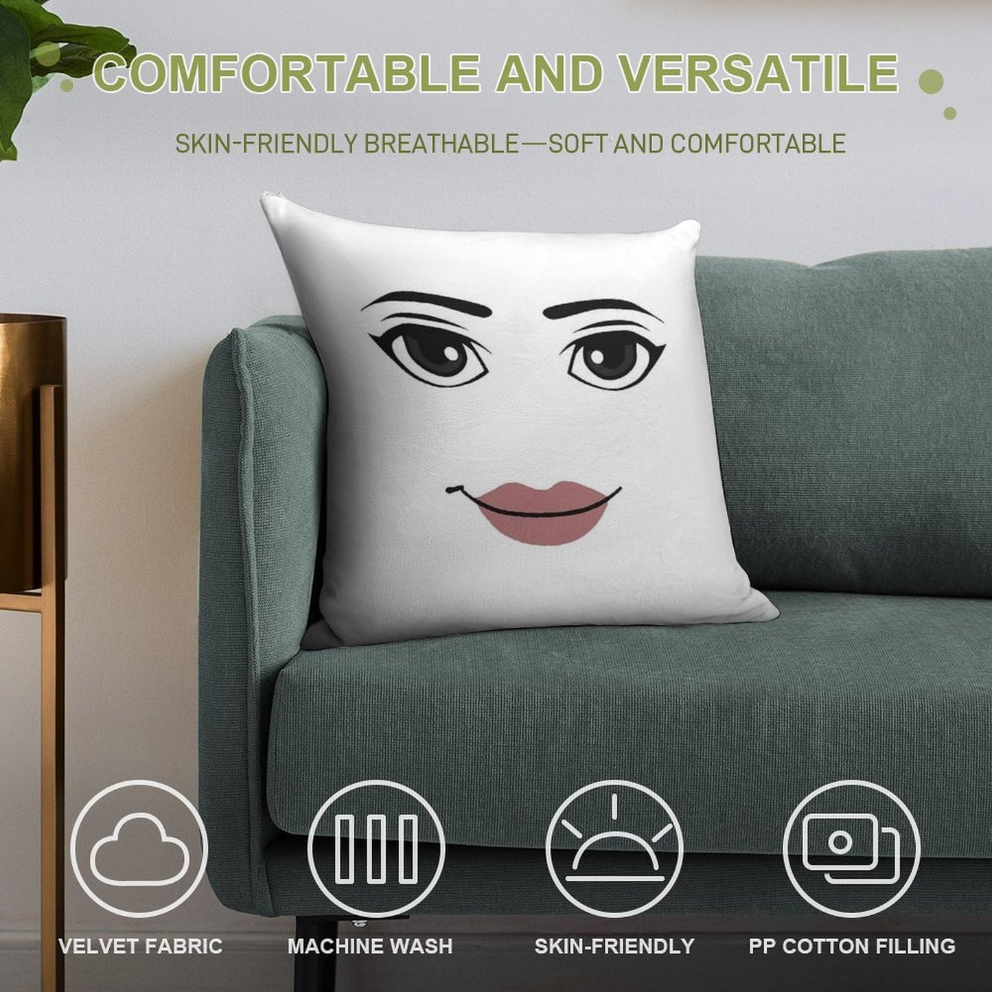 The Woman Face Soft Durable Construction Throw Pillow
