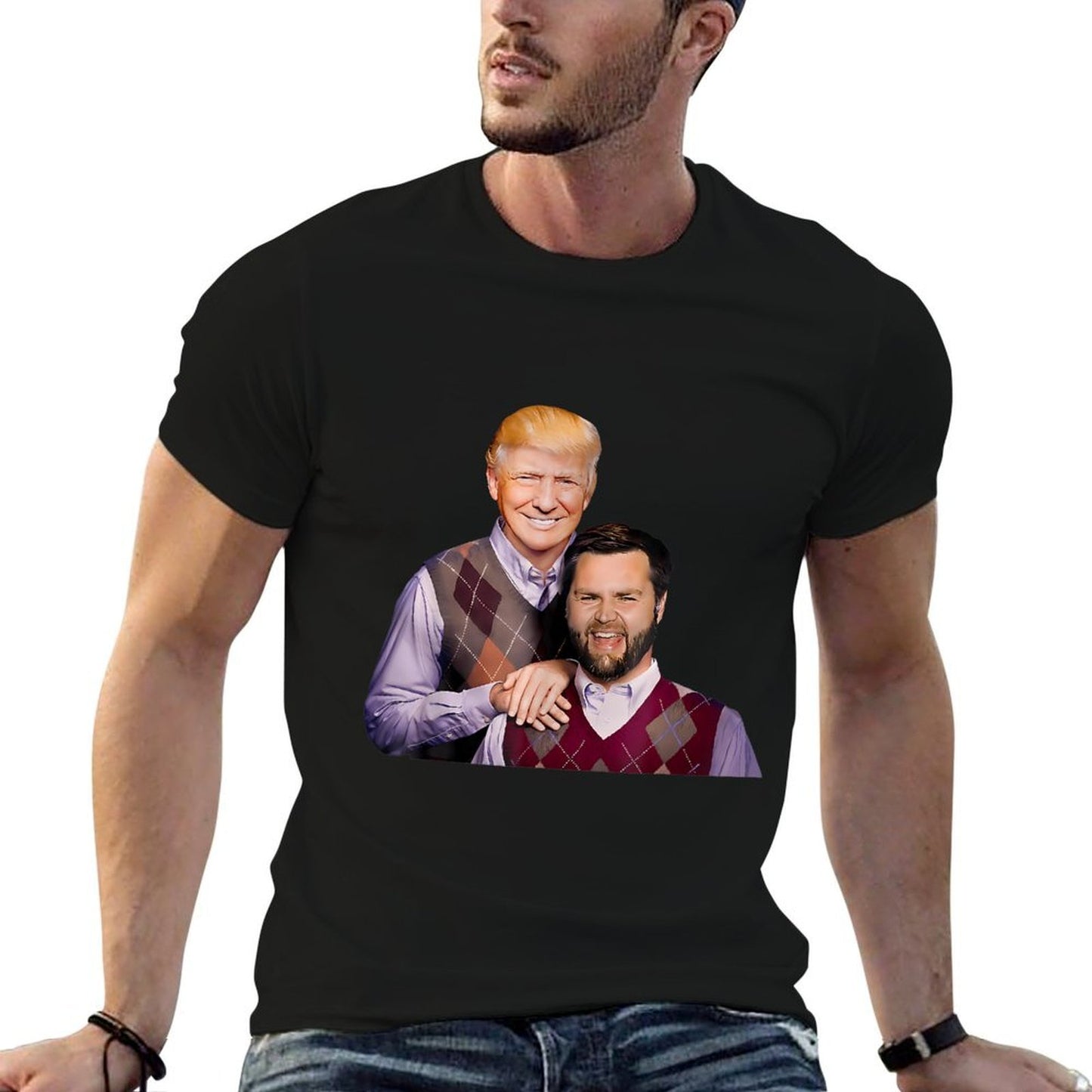 Trump Vance 2024 Brothers Funny Parody Trump J D Vance Bros Ribbed Collar T-Shirt