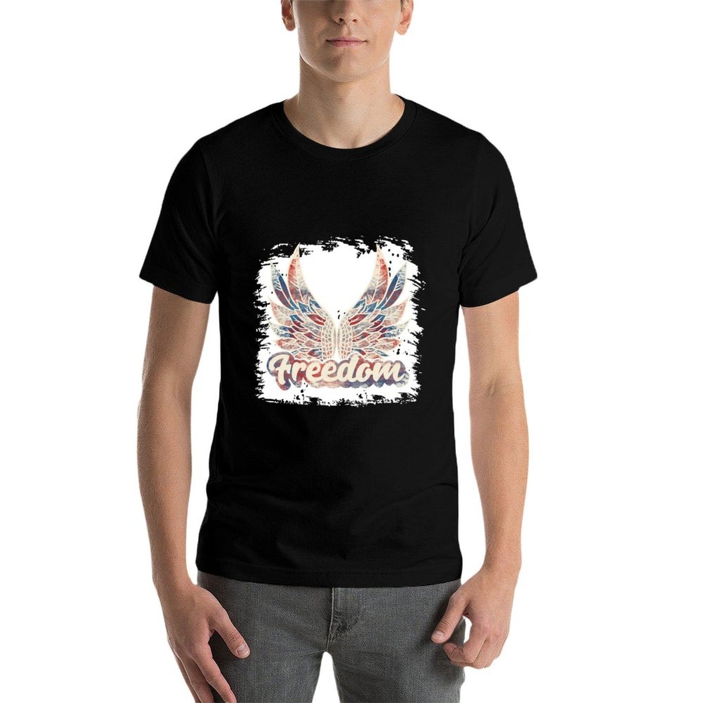 Bleached July 4th Freedom Wings Patriotic USA Angel Wings Vintage-inspired T-Shirt