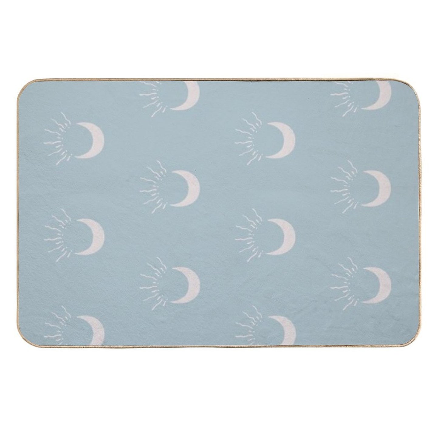 Cute Sun And Moon Design Boho Aesthetic In Muted Colors Sky Blue Rapid-Drying Bath Mat