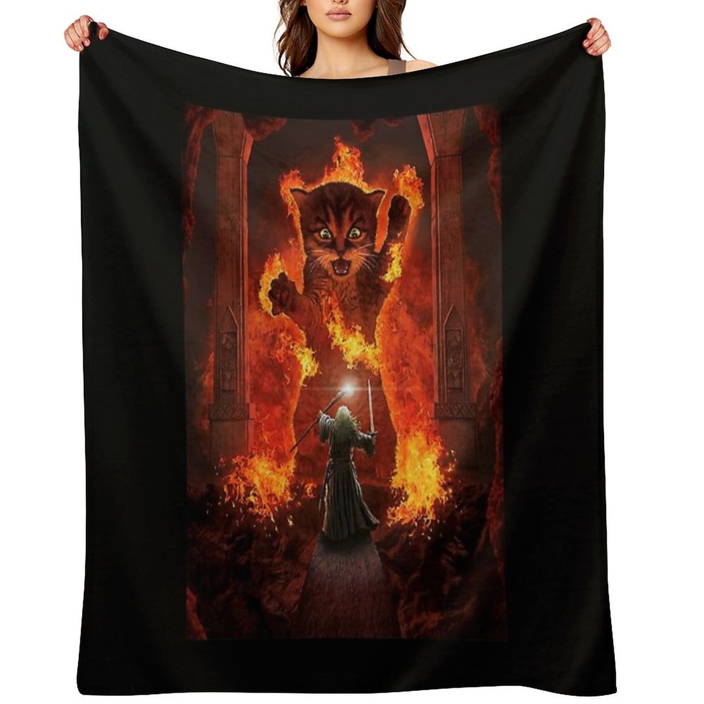 Balrog Cat Shirt TShir Eco-conscious Throw Blanket
