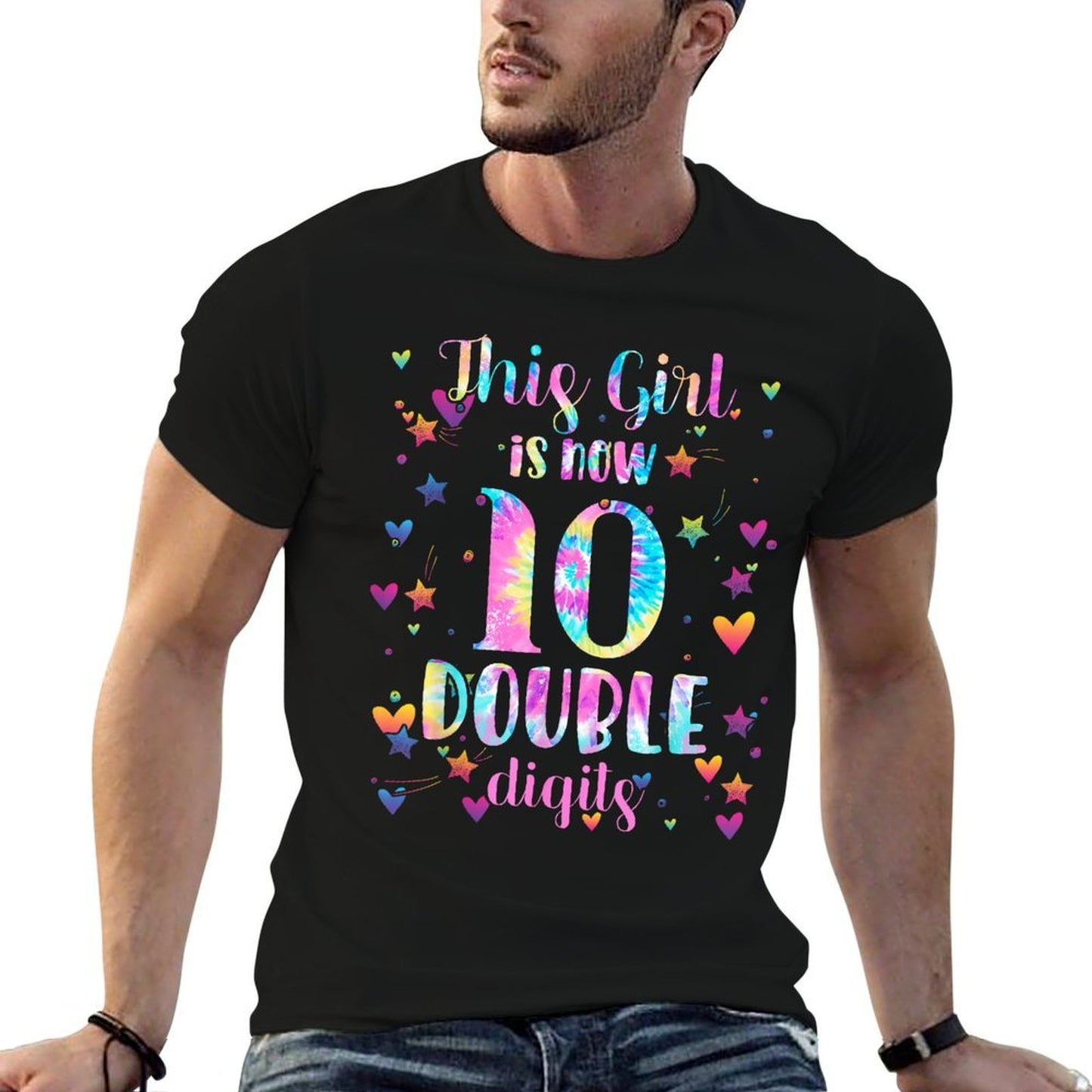 10th Birthday Gift This Girl Is Now 10 Double Digits Tie Dye Tagless Design T-Shirt
