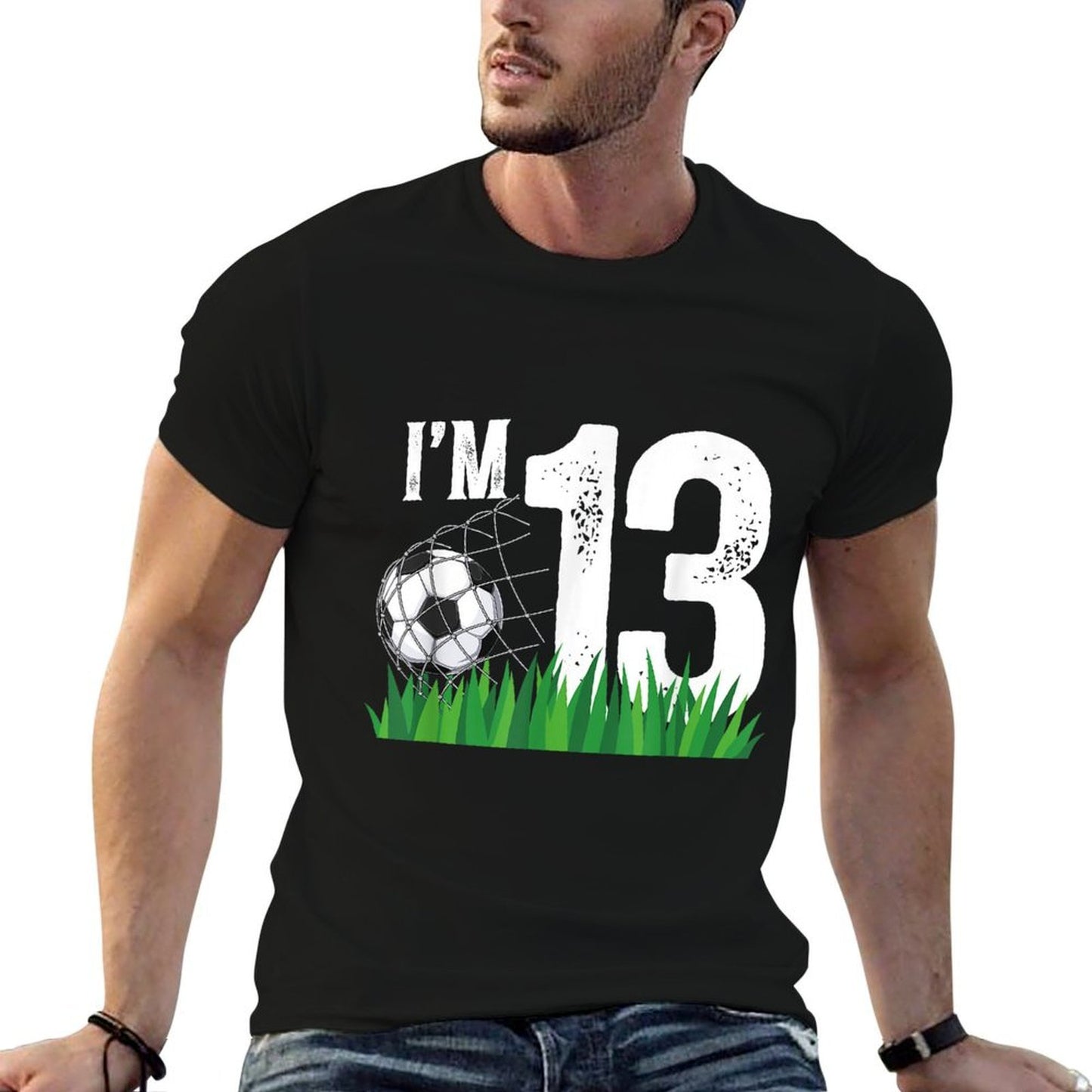 13th Soccer Birthday Party Thirteen Year Old Soccer Player Summer-ready Fabric T-Shirt