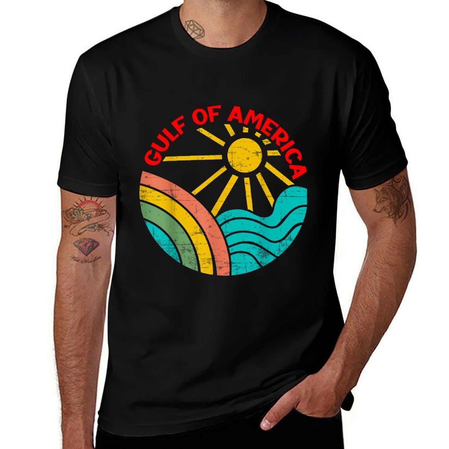 Retro Gulf Of USA America Est 2025 American Flag Gulf Mexico Classic T-Shirt