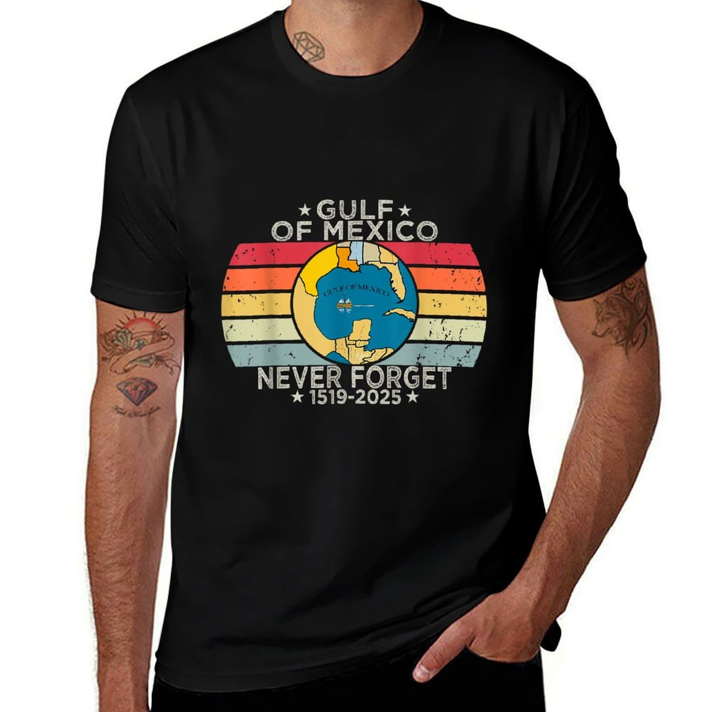 Gulf of USA America Funny Gulf of Mexico July 4th Graphic-printed T-Shirt