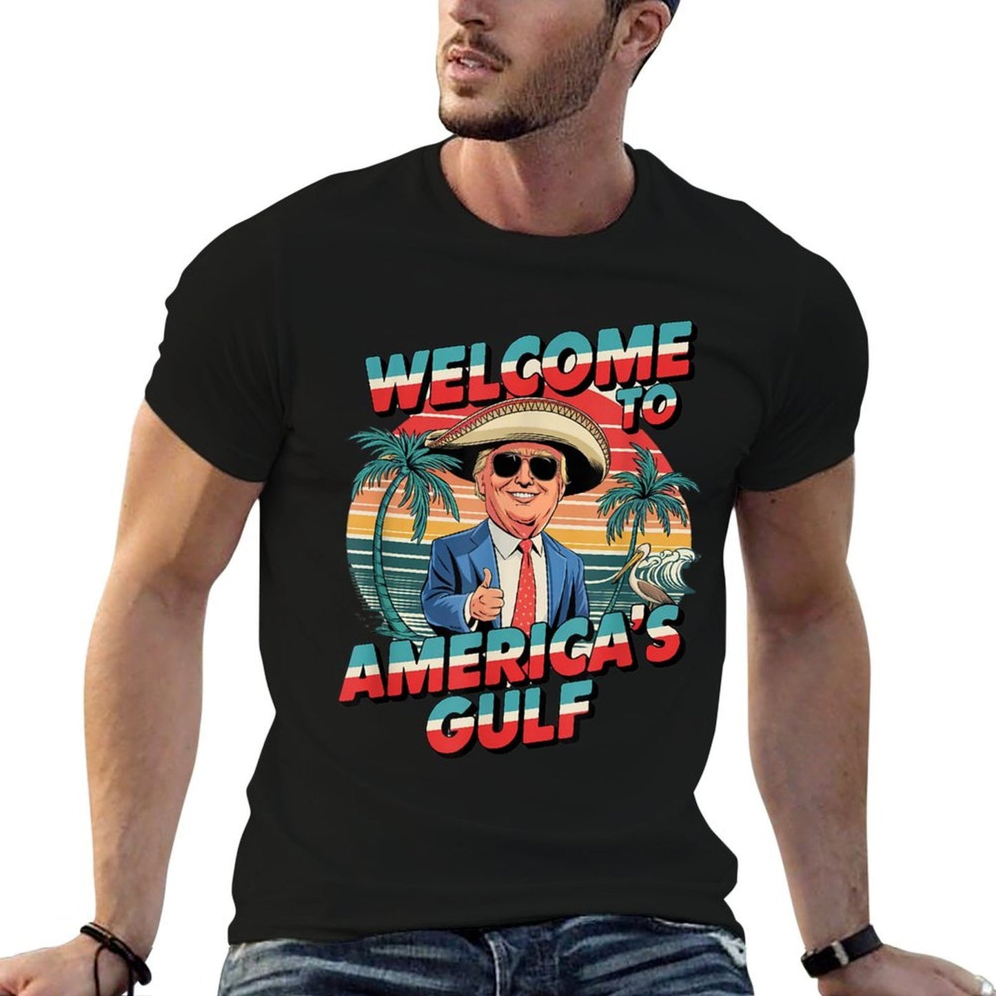 Welcome to America's Gulf Trump Mexican Sombrero Soft T-Shirt