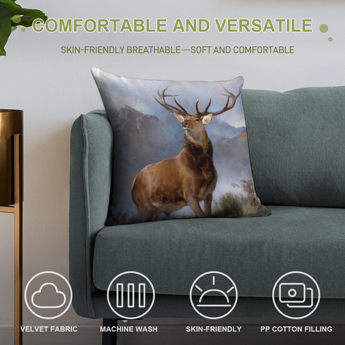 The Monarch of The Glen by Edwin Landseer Soft Durable Construction Throw Pillow