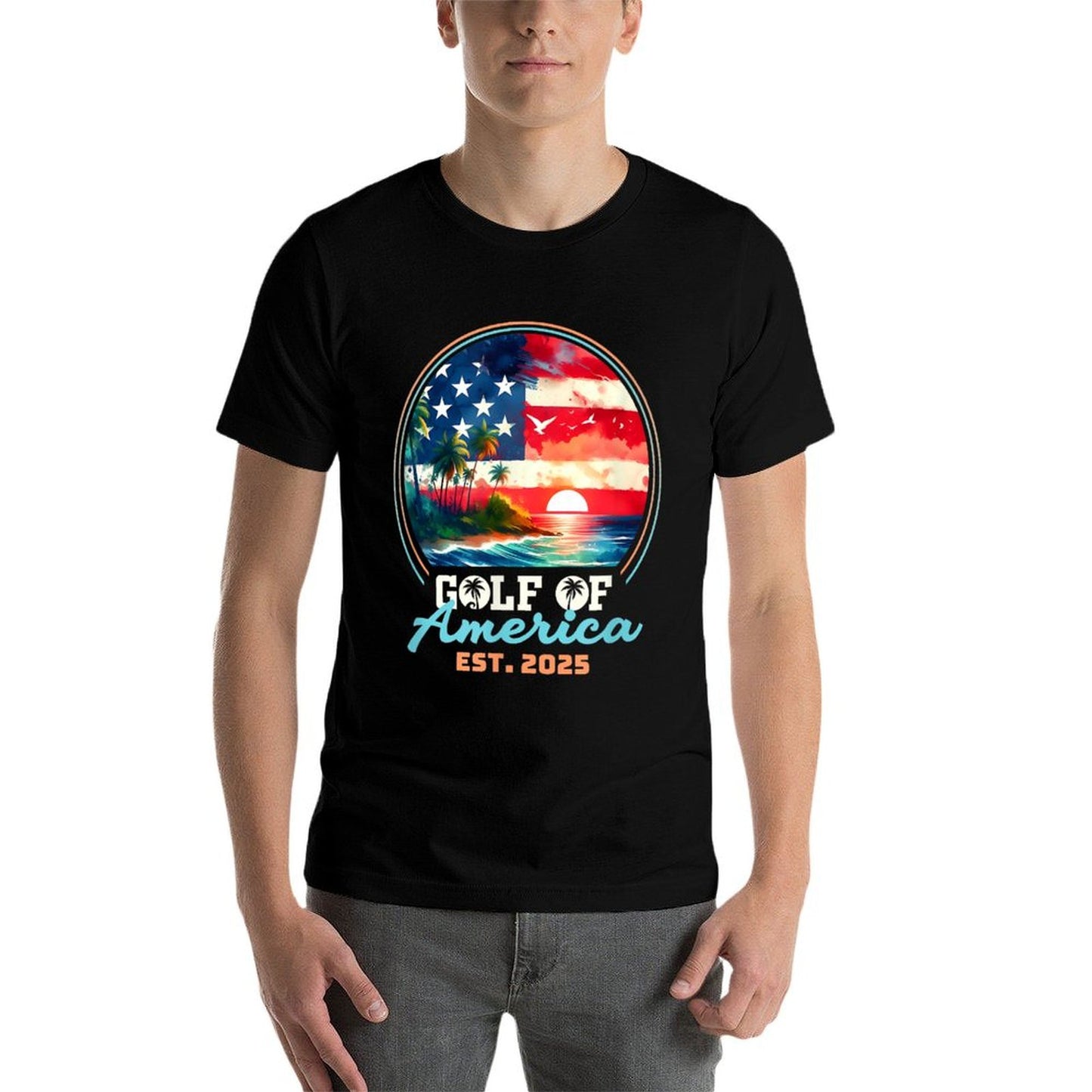 Gulf Of USA America Retro Vintage Beach Tagless Design T-Shirt