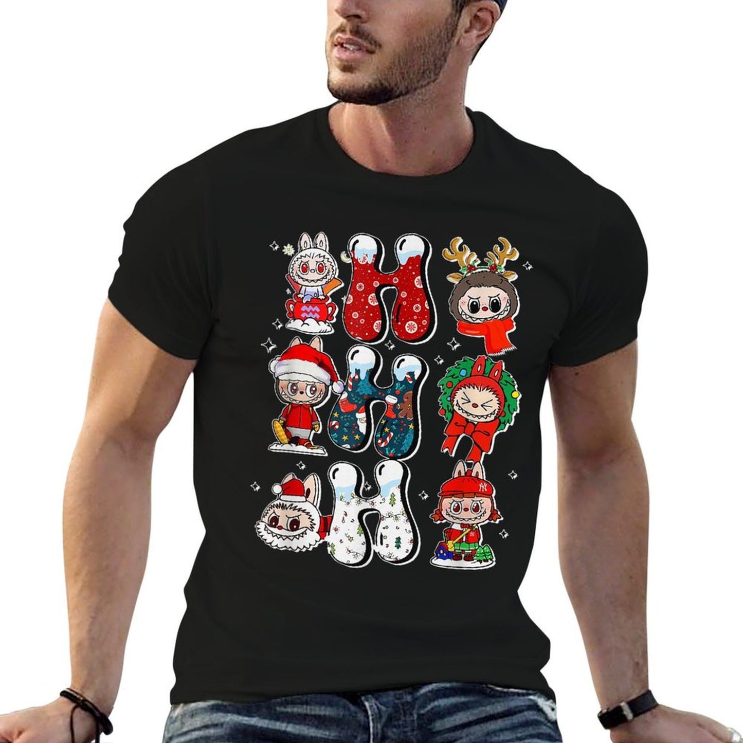 Xmas Santa Labubu Lover Cute Labubu Christmas Eco-friendly Material T-Shirt