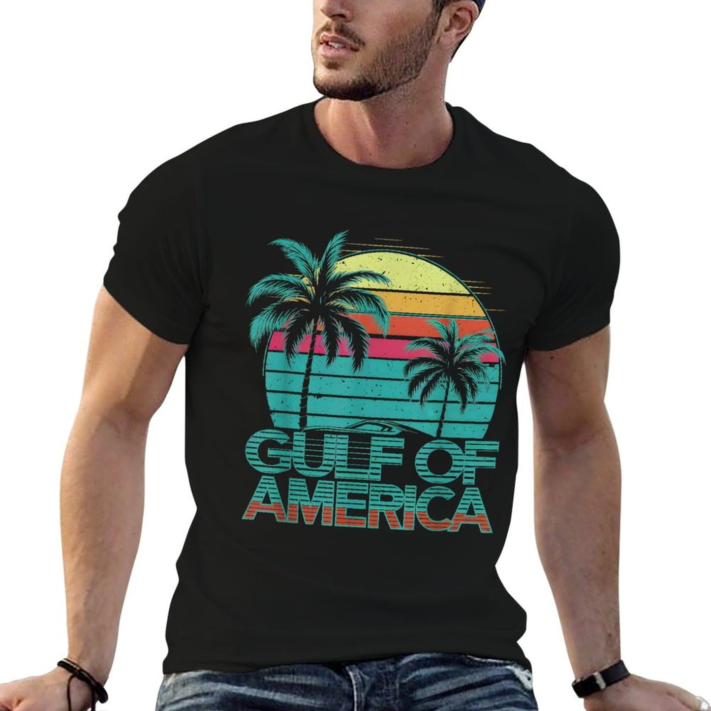 Retro Gulf Of USA America Est 2025 American Flag Gulf Mexico Vintage-inspired T-Shirt