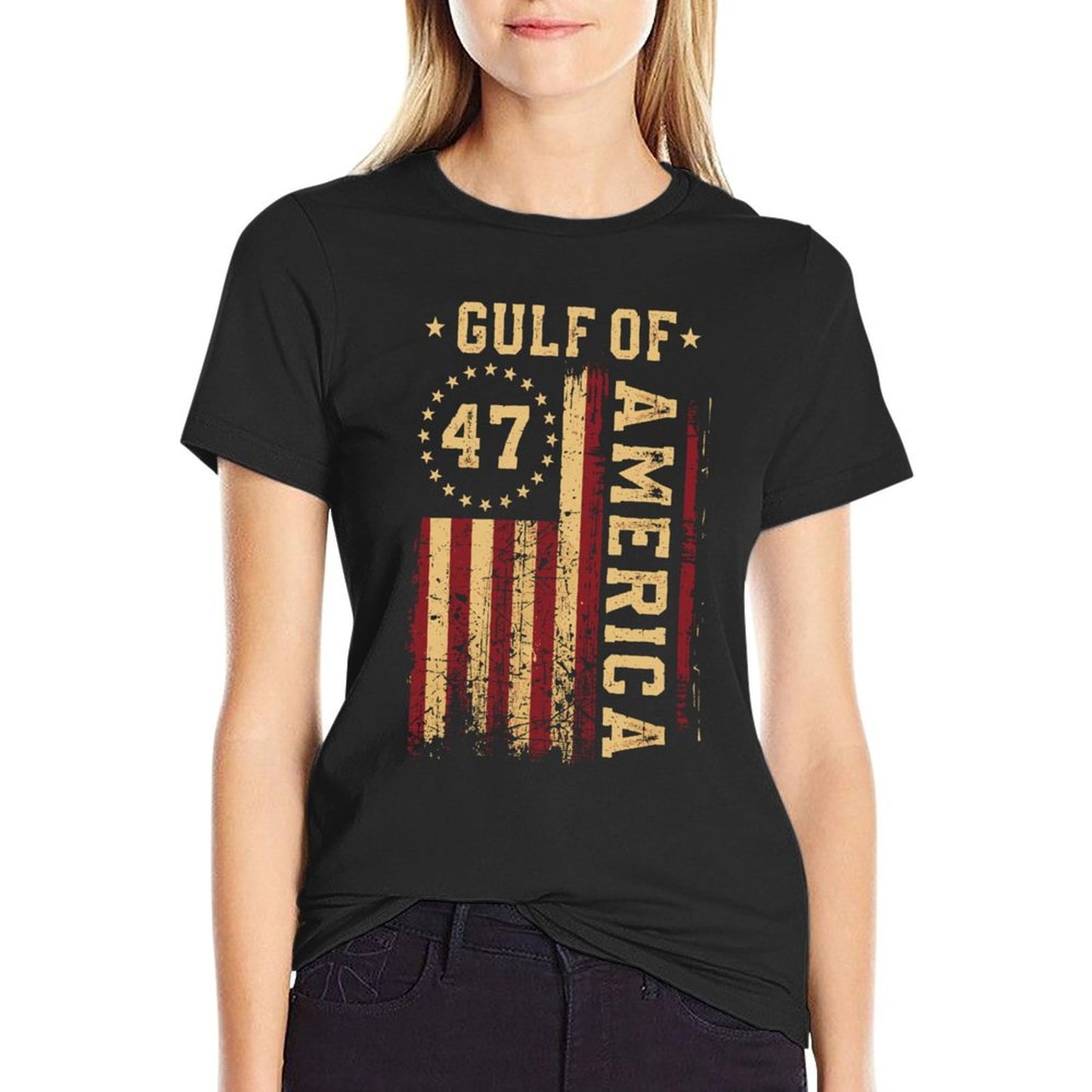 Gulf of USA America Funny USA Flag Long Sleeve Versatile T-Shirt