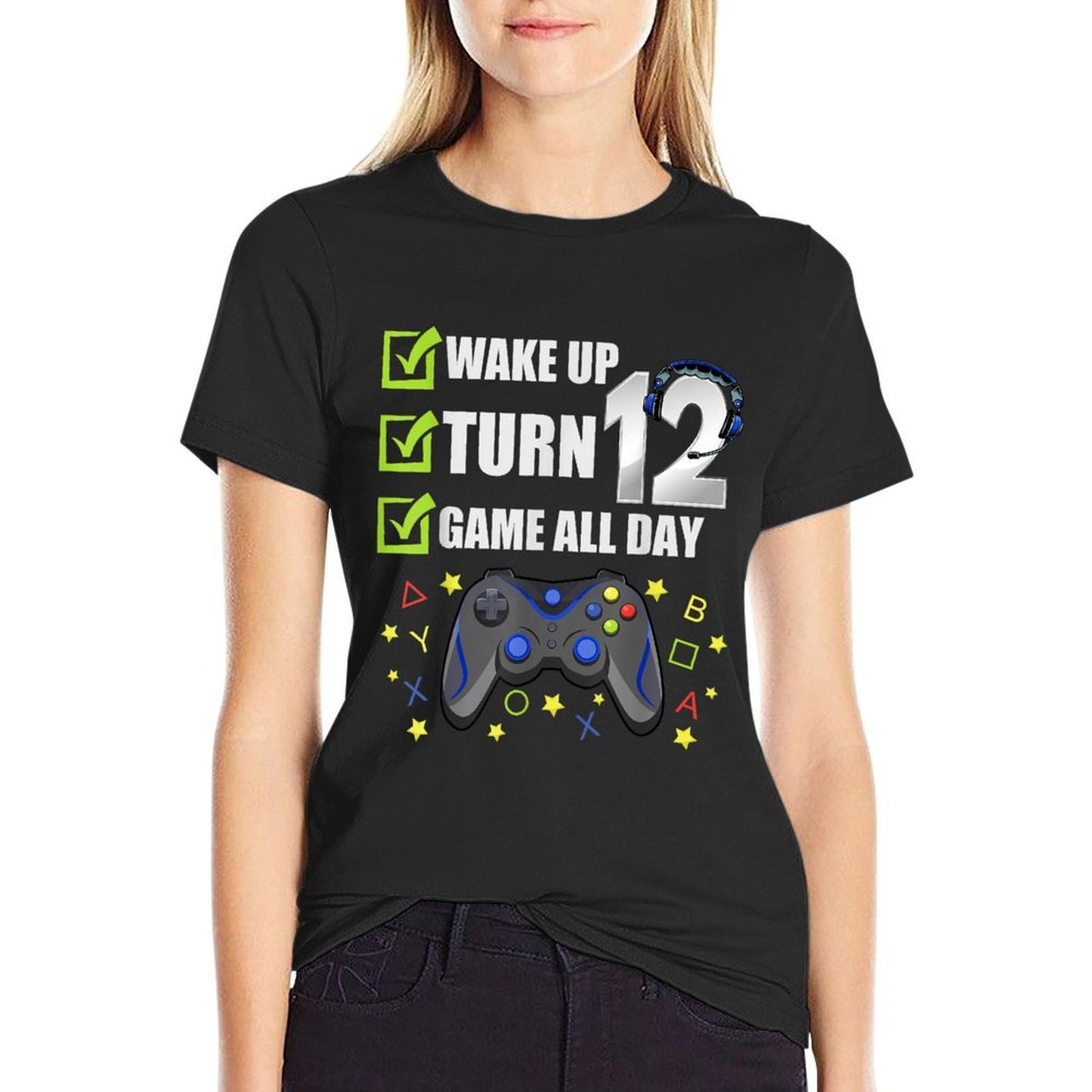 12 Year Old Gamer Birthday Party Video Gaming 12th Gift Summer-ready Fabric T-Shirt