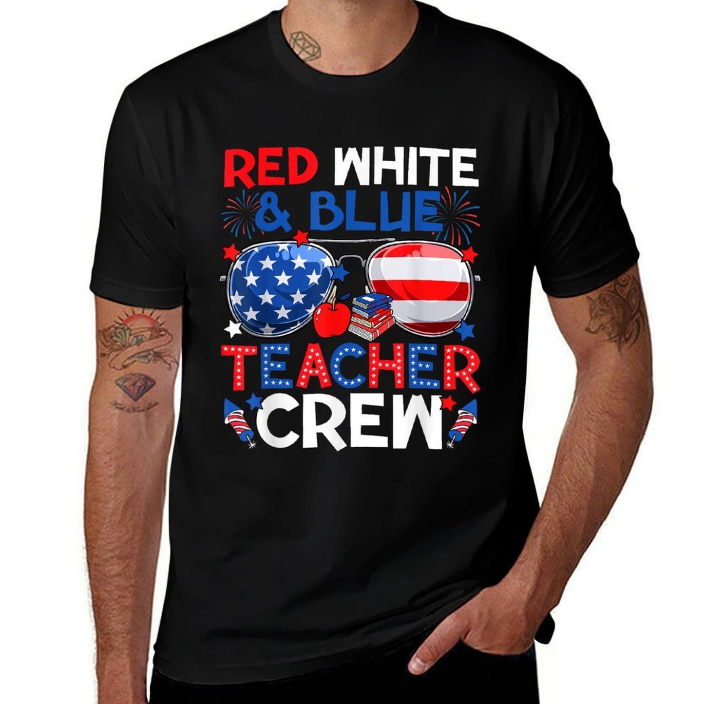 4th Of July Red White & Teacher Crew American Vintage-inspired T-Shirt