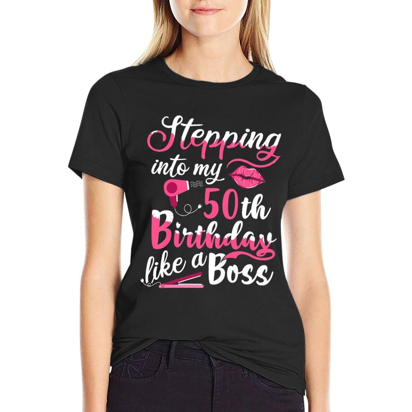 Womens Funny 1971 Stepping Into My 50th Birthday Like A Boss Gift Premium Eco-friendly Material T-Shirt
