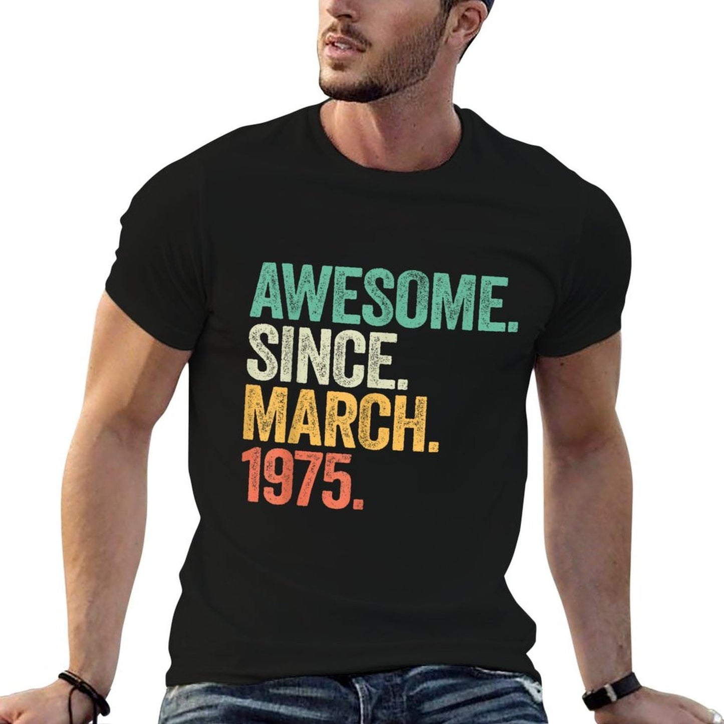 50 Year Old Gifts Awesome Since March 1975 50th Birthday Men Moisture-wicking T-Shirt