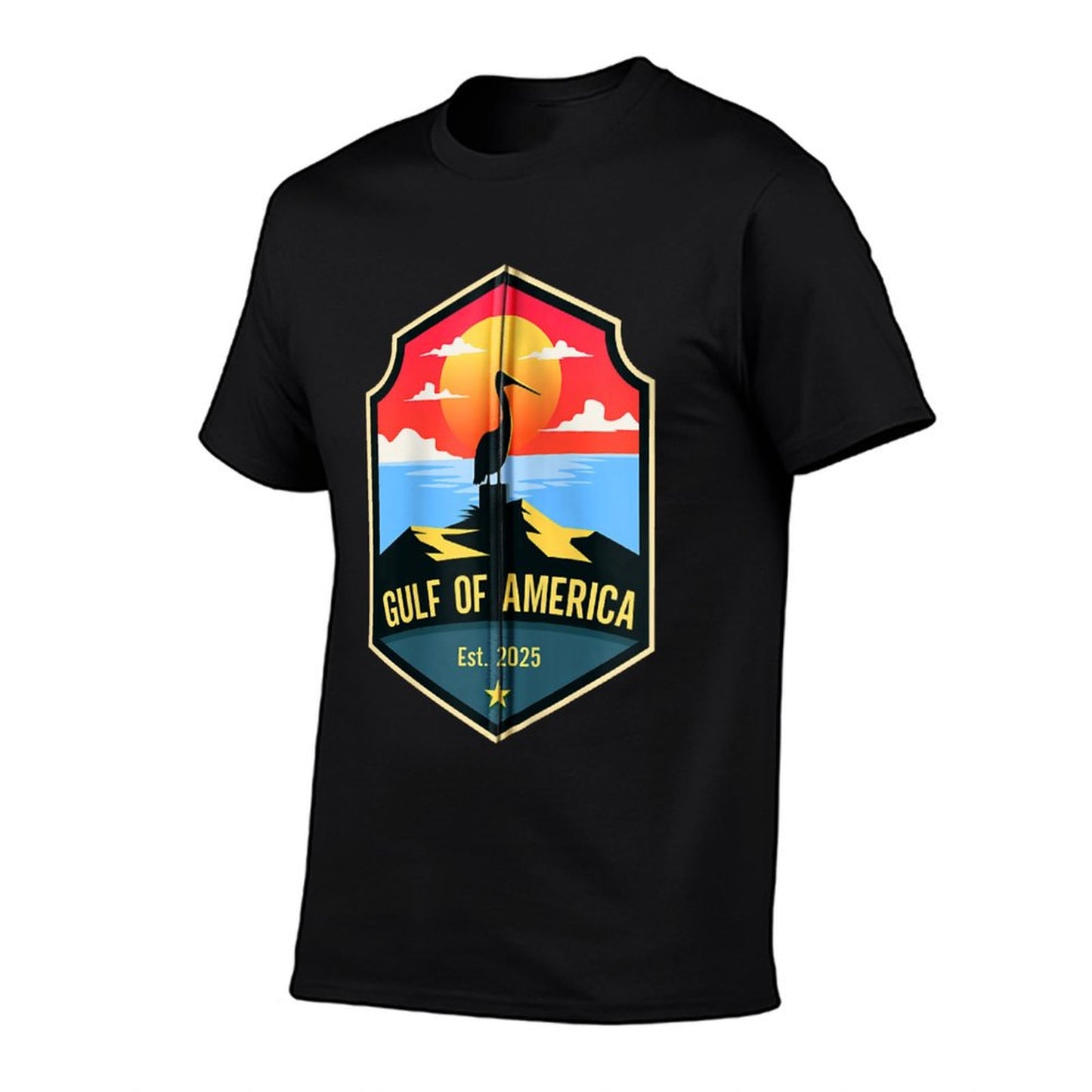 Retro Gulf Of USA America Est 2025 American Flag Gulf Mexico Zip Heathered Texture T-Shirt