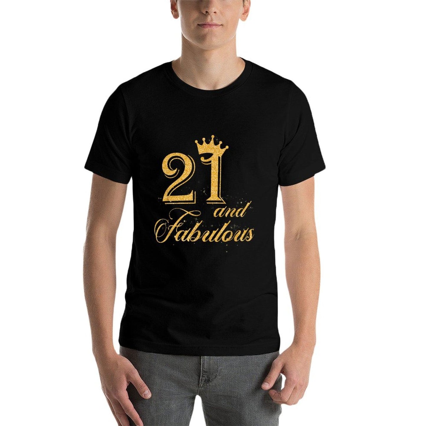 21 And Fabulous Shirt 21st Birthday Ribbed Collar T-Shirt