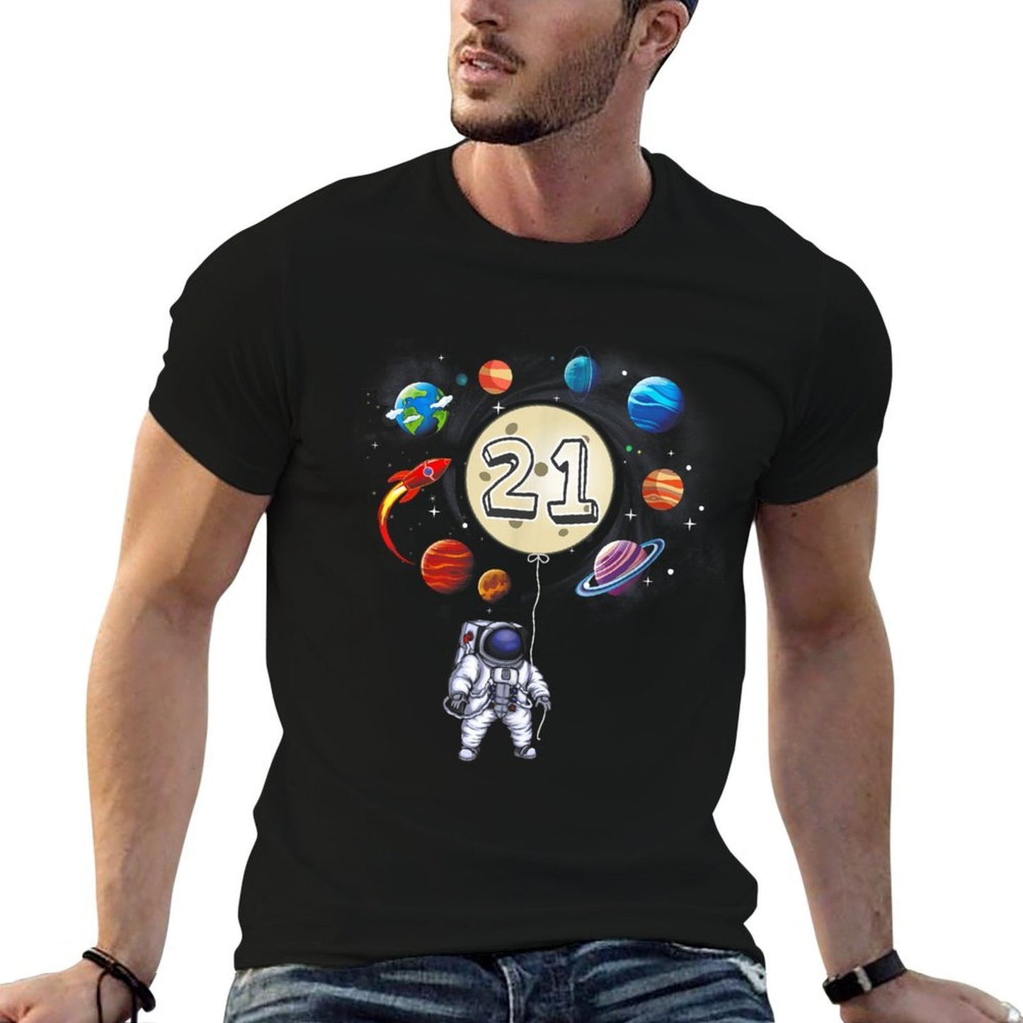 21 Years Old Birthday Astronaut Design For 21st Birthday Moisture-wicking T-Shirt