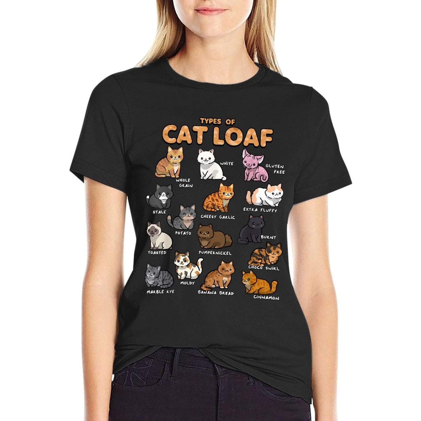 Types of Cat Loaf Cute Kitten Kawaii Cats, Cat Lover Polyester Blend T-Shirt