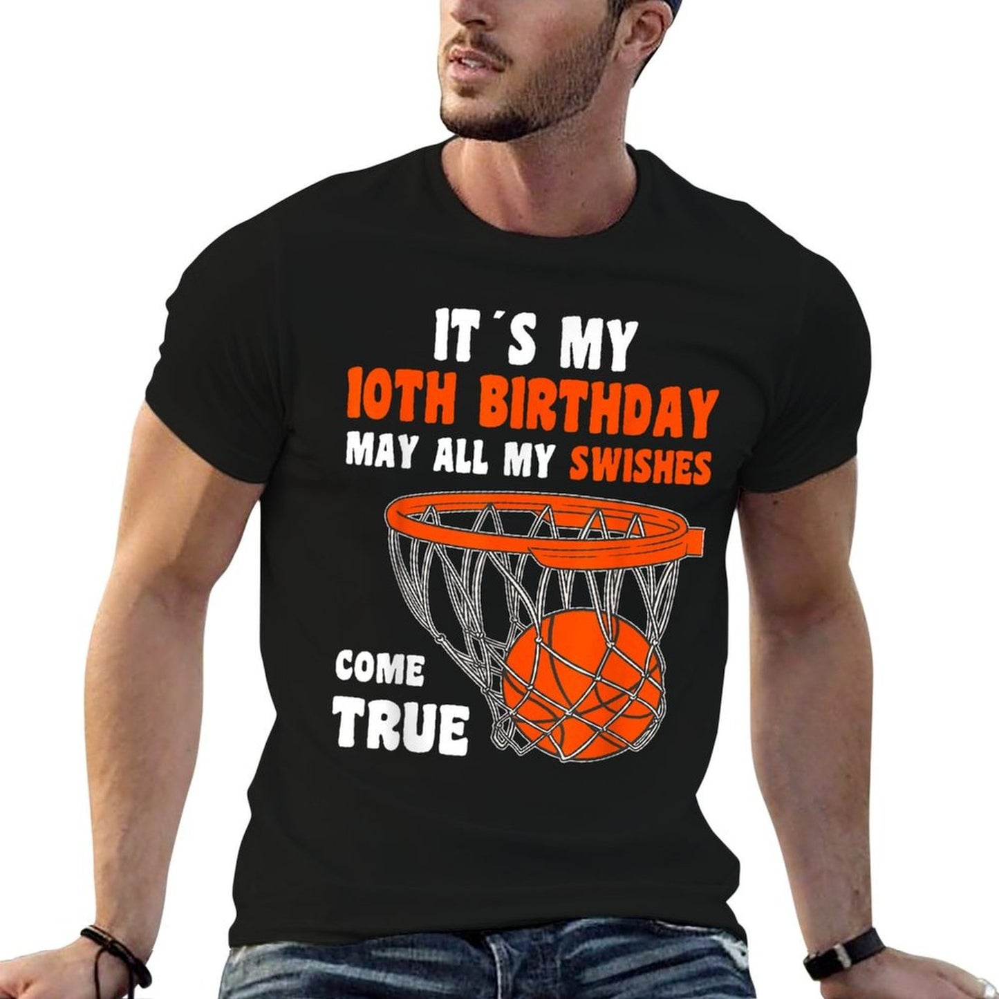 10 Year Old Happy 10th Birthday Basketball 10th Birthday Moisture-wicking T-Shirt