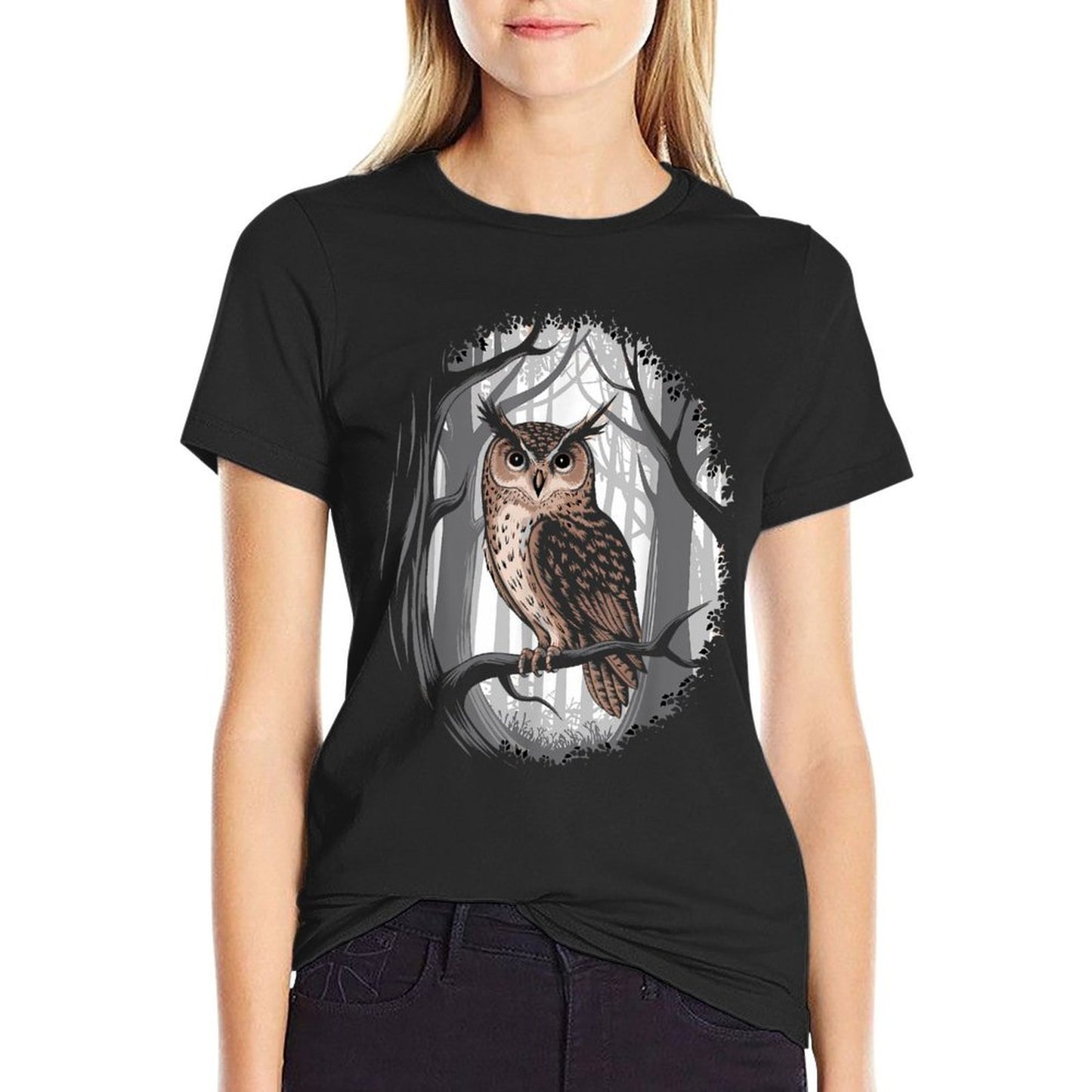 Wisdom Of The Forest Majestic Owl In Twilight Stretchy T-Shirt
