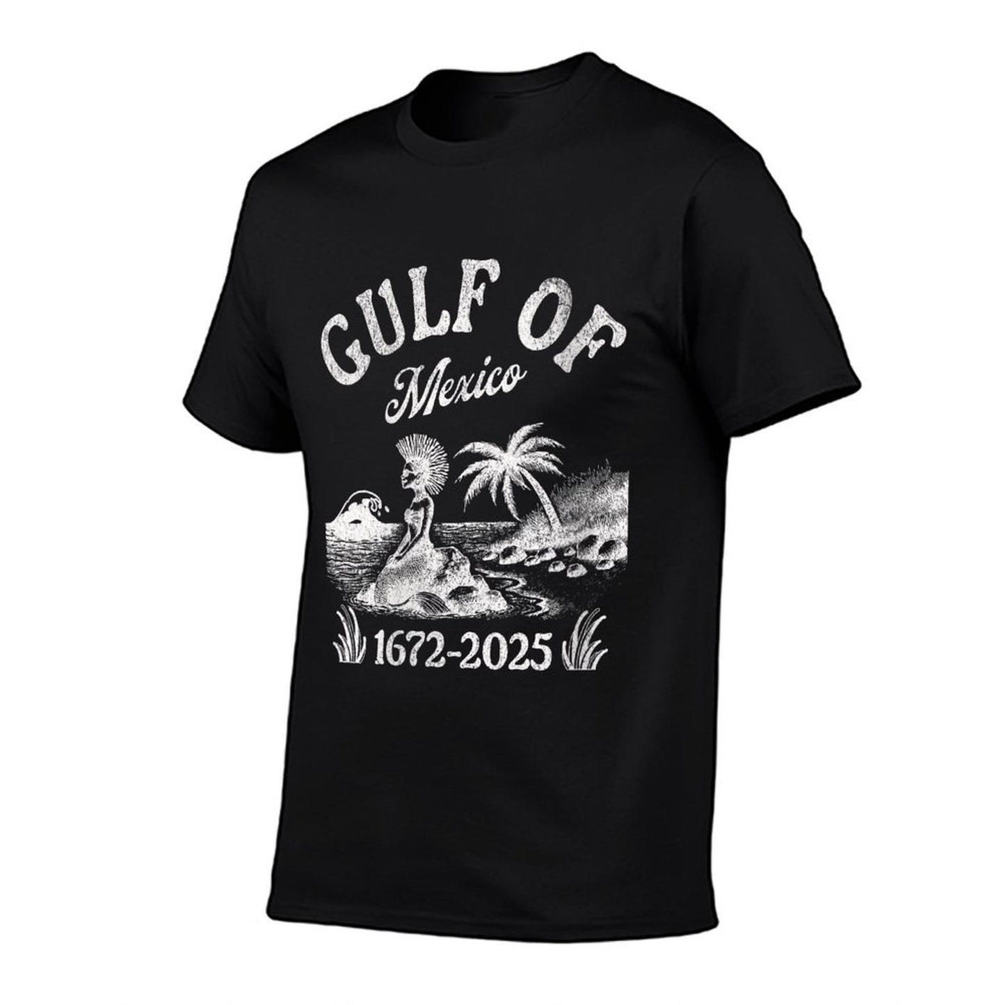 Womens Gulf Of Mexico Name Change America Retro Vintage 1672-2025 Rolled Sleeves T-Shirt