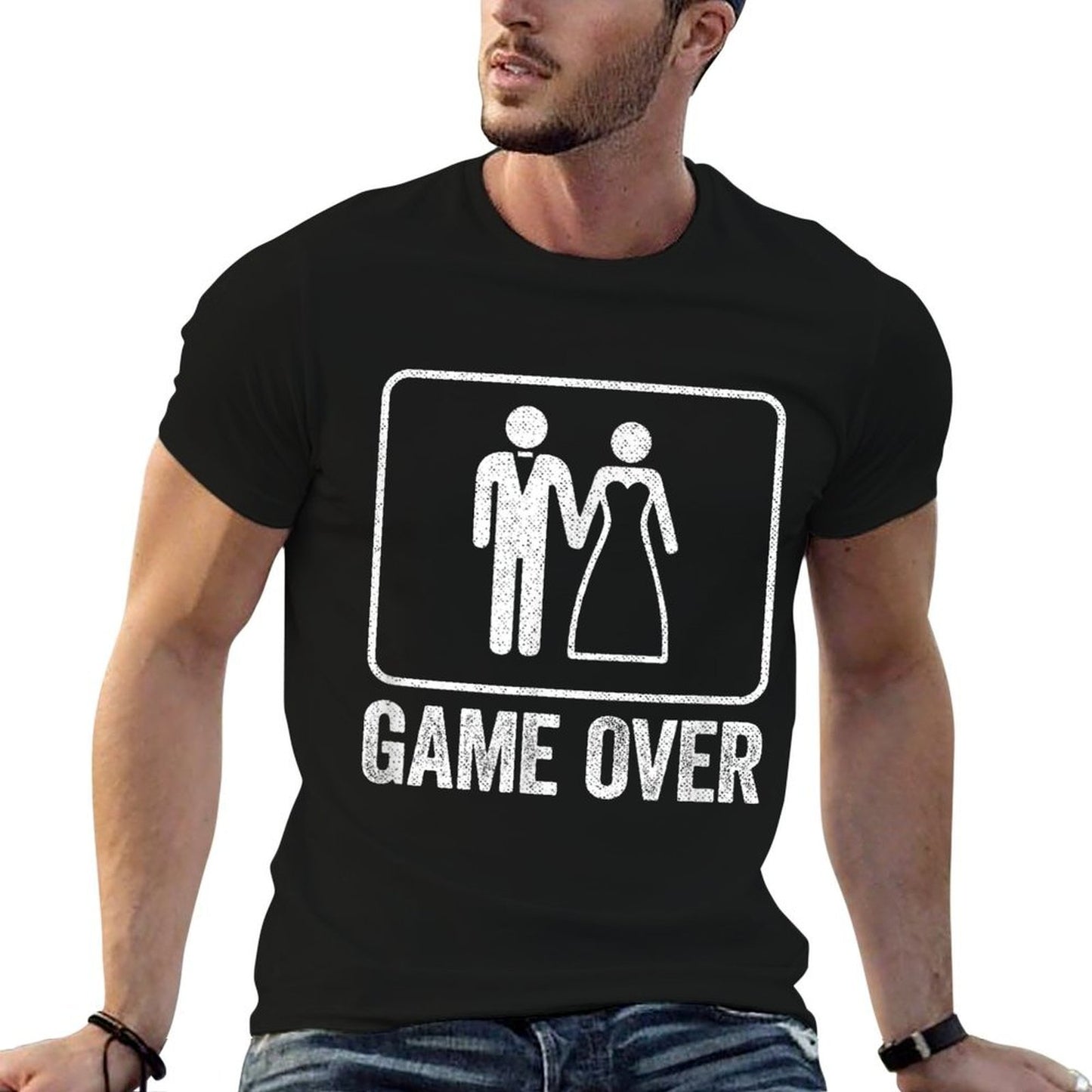 Game Over Funny Wedding Men Bachelor Party Tshirt Tagless Design T-Shirt